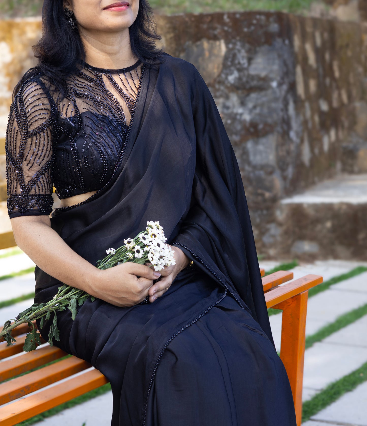 Black Midnight Edit- modal satin silk saree