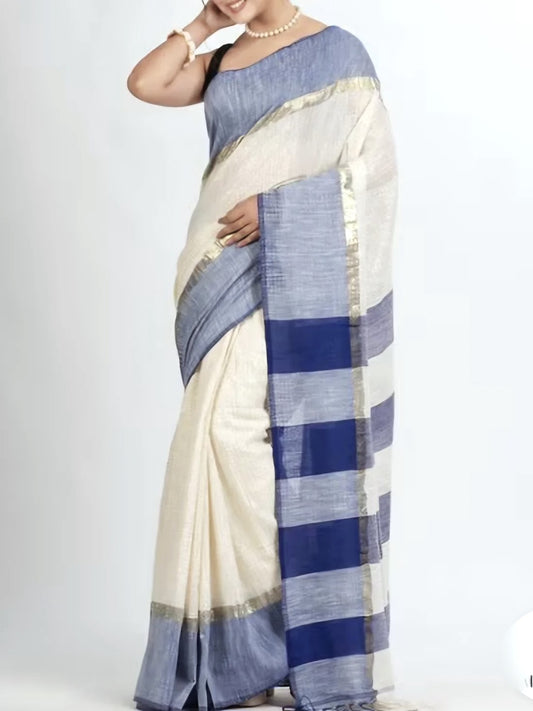 Light blue handloom cotton saree-S117