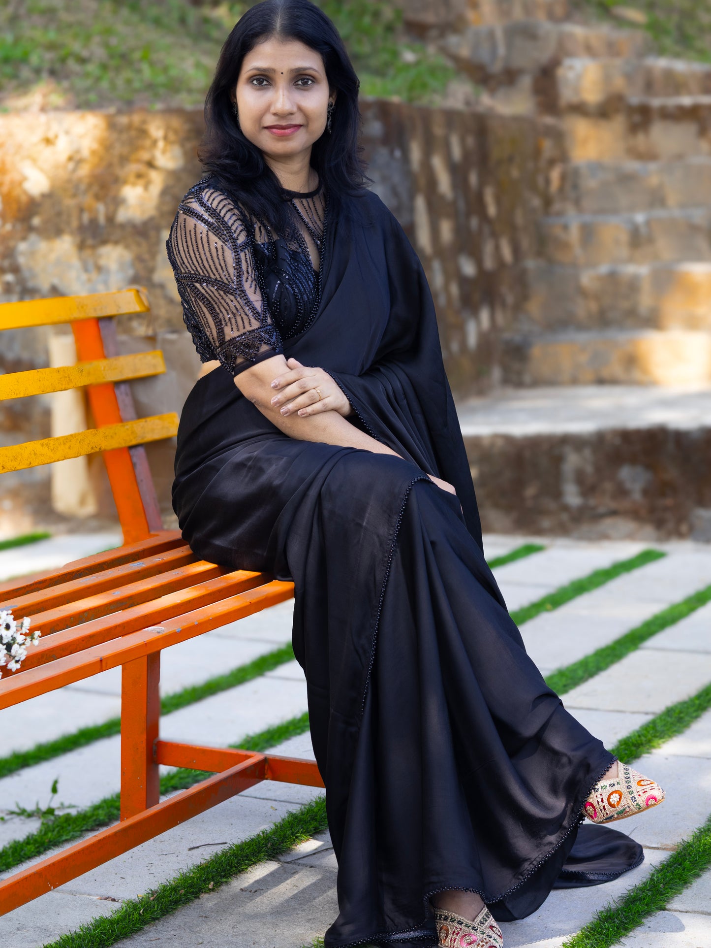 Black Midnight Edit- modal satin silk saree