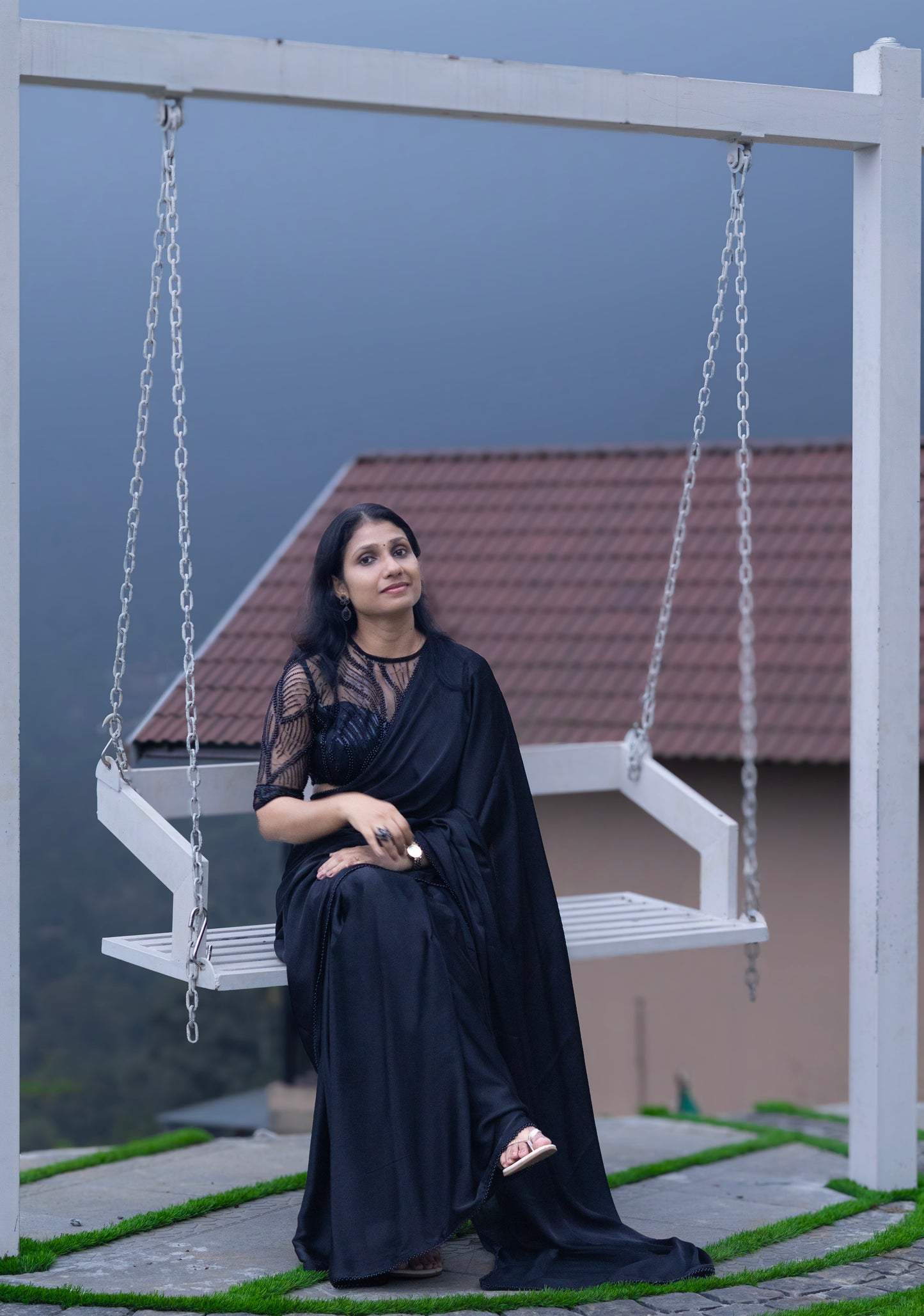 Black Midnight Edit- modal satin silk saree