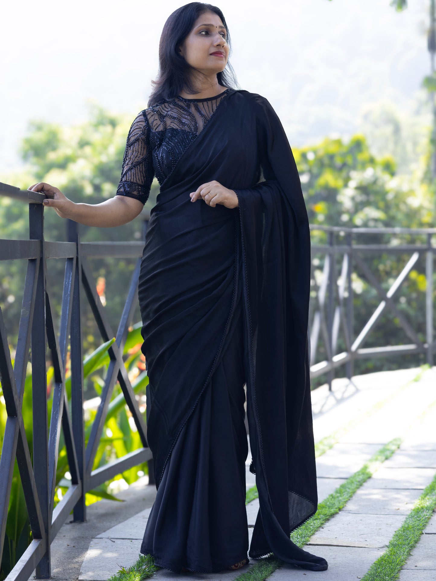 Black Midnight Edit- modal satin silk saree