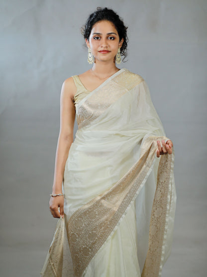 Ivory Banarasi Grace – Soft Semi Silk Banarasi Saree