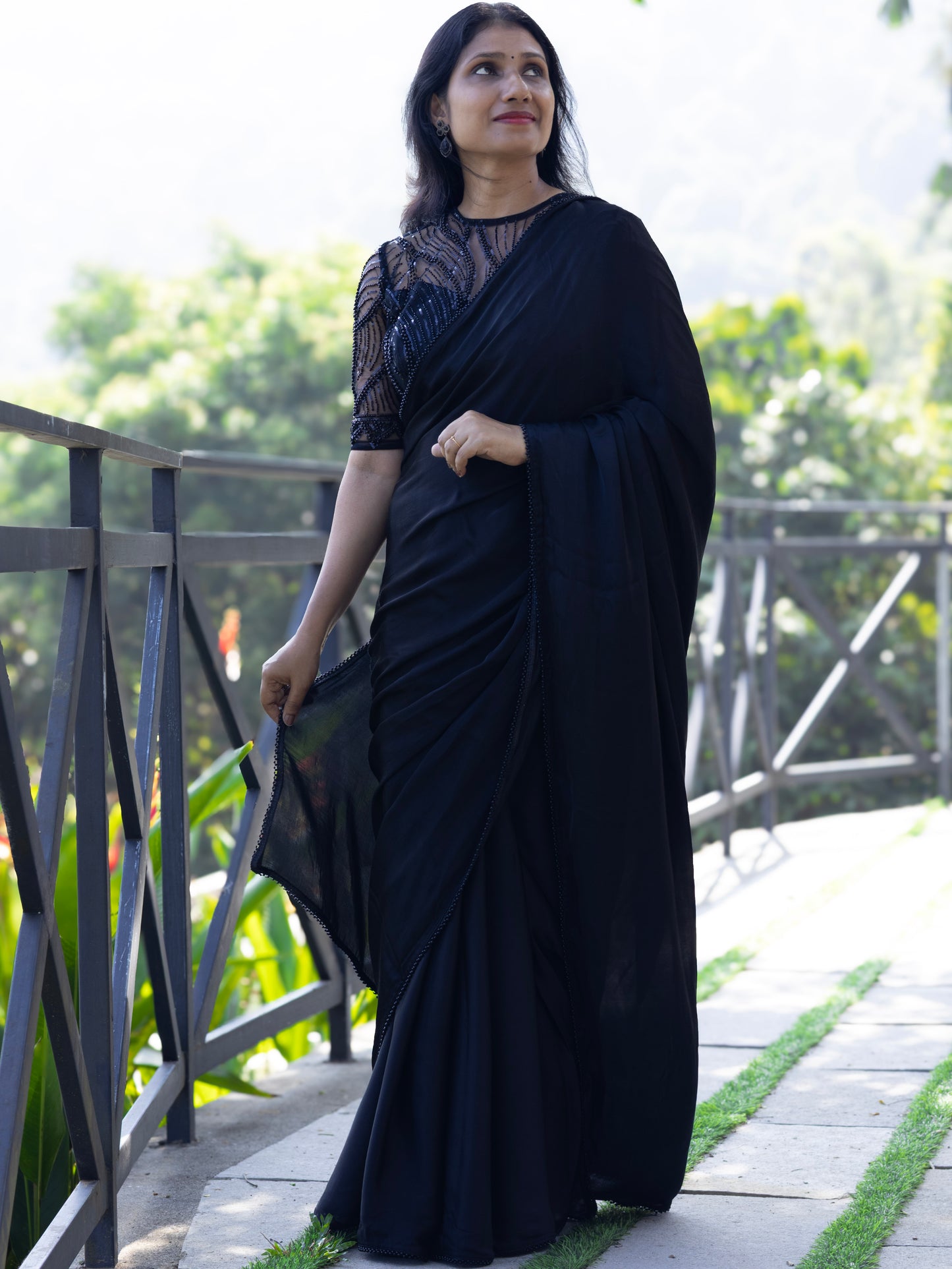 Black Midnight Edit- modal satin silk saree