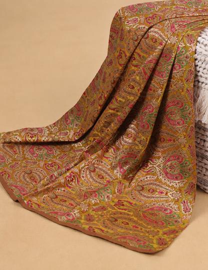 Mustard yellow Organza silk Saree with brocade blouse