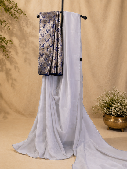 Moonlit Silver Tissue Saree with brocade blouse