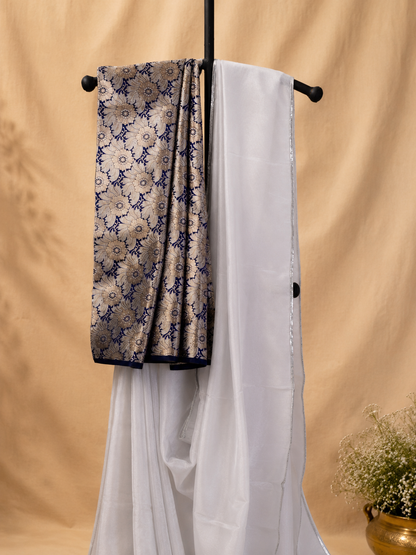 Moonlit Silver Tissue Saree with brocade blouse