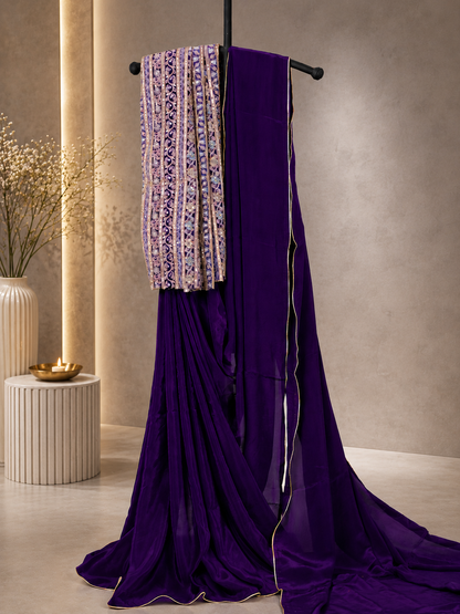 Classic Whisper – Purple Crepe silk saree