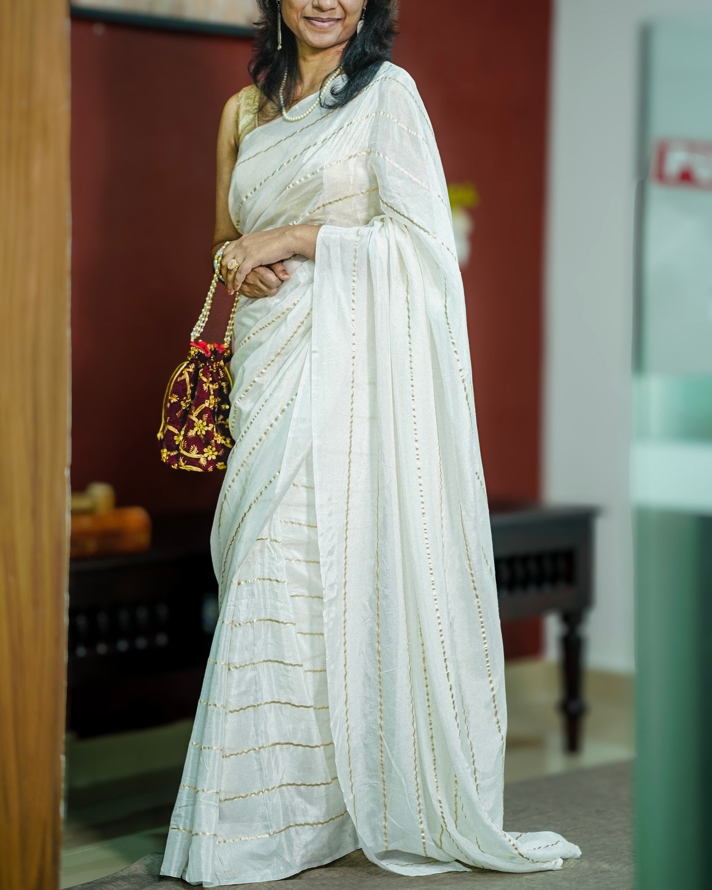 Viscose organza silk saree  -S254