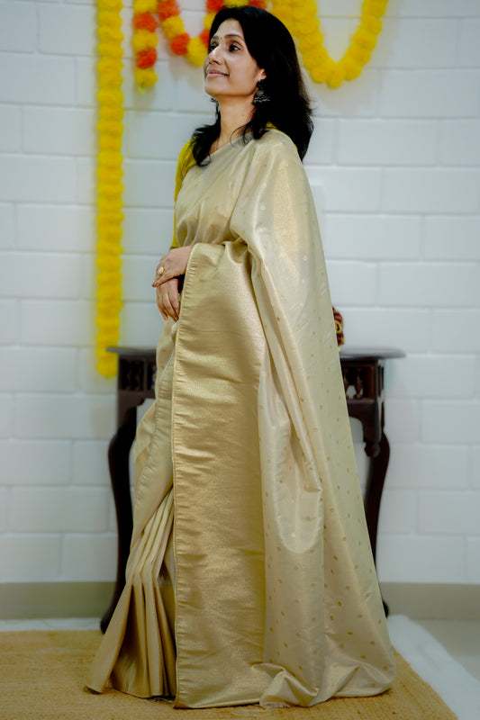 Tissue silk saree golden -S255