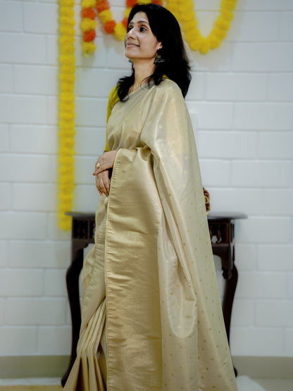Ivory Swarna Tissue Saree