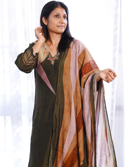 Muslin silk salwar suit- S179