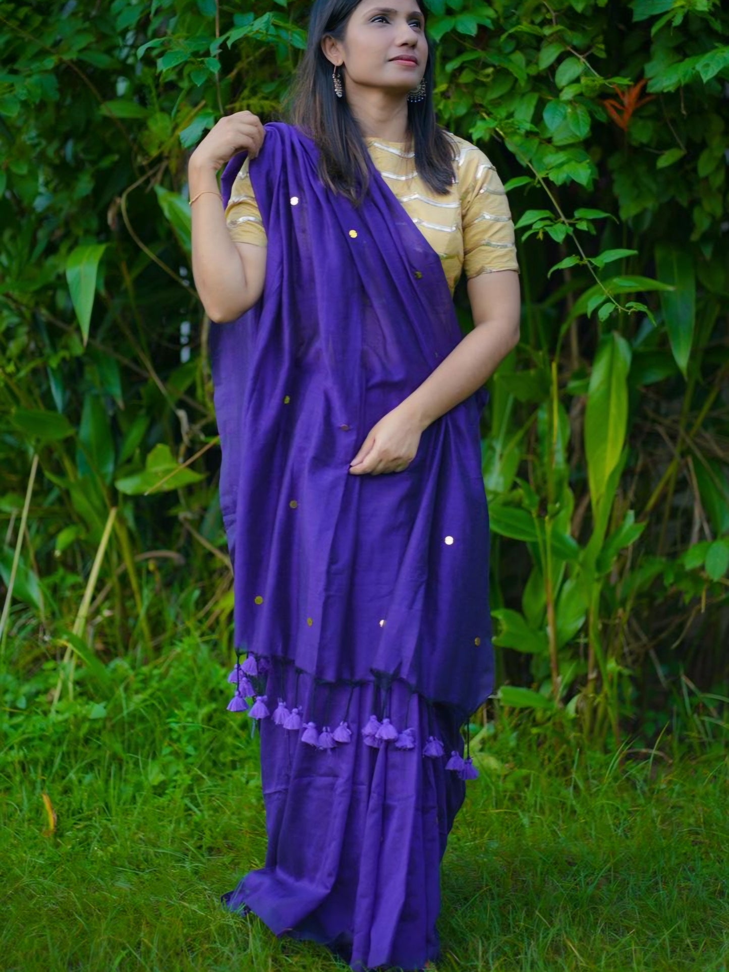 Violet Khadi gini cotton saree-SA233