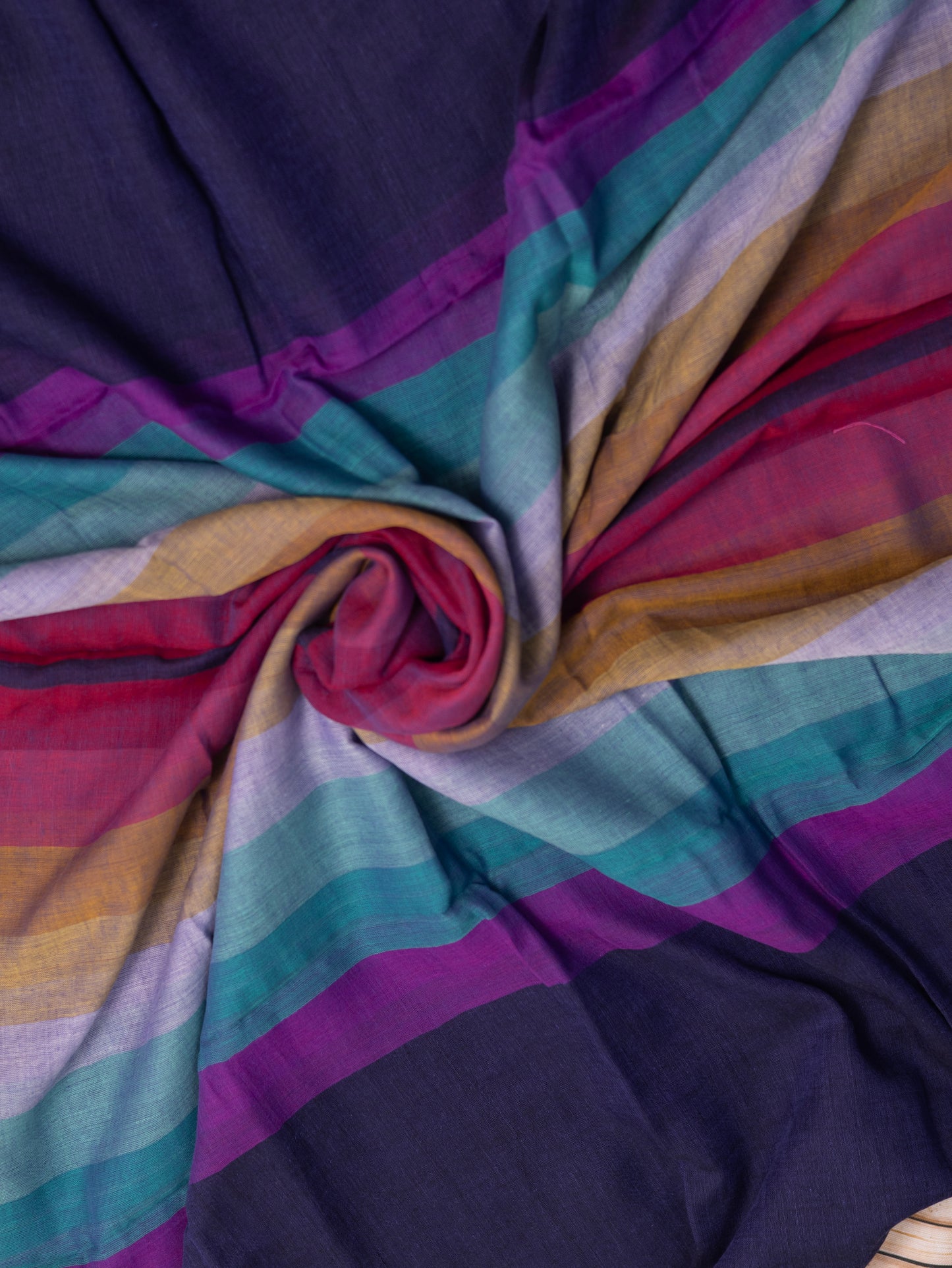 Rainbow naviblue border mul cotton saree-S231