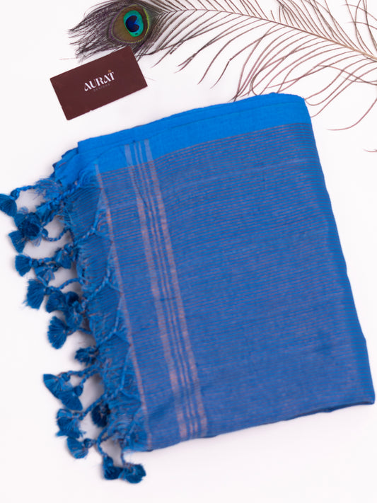 Golden zari stripe  khadi cotton saree-S171