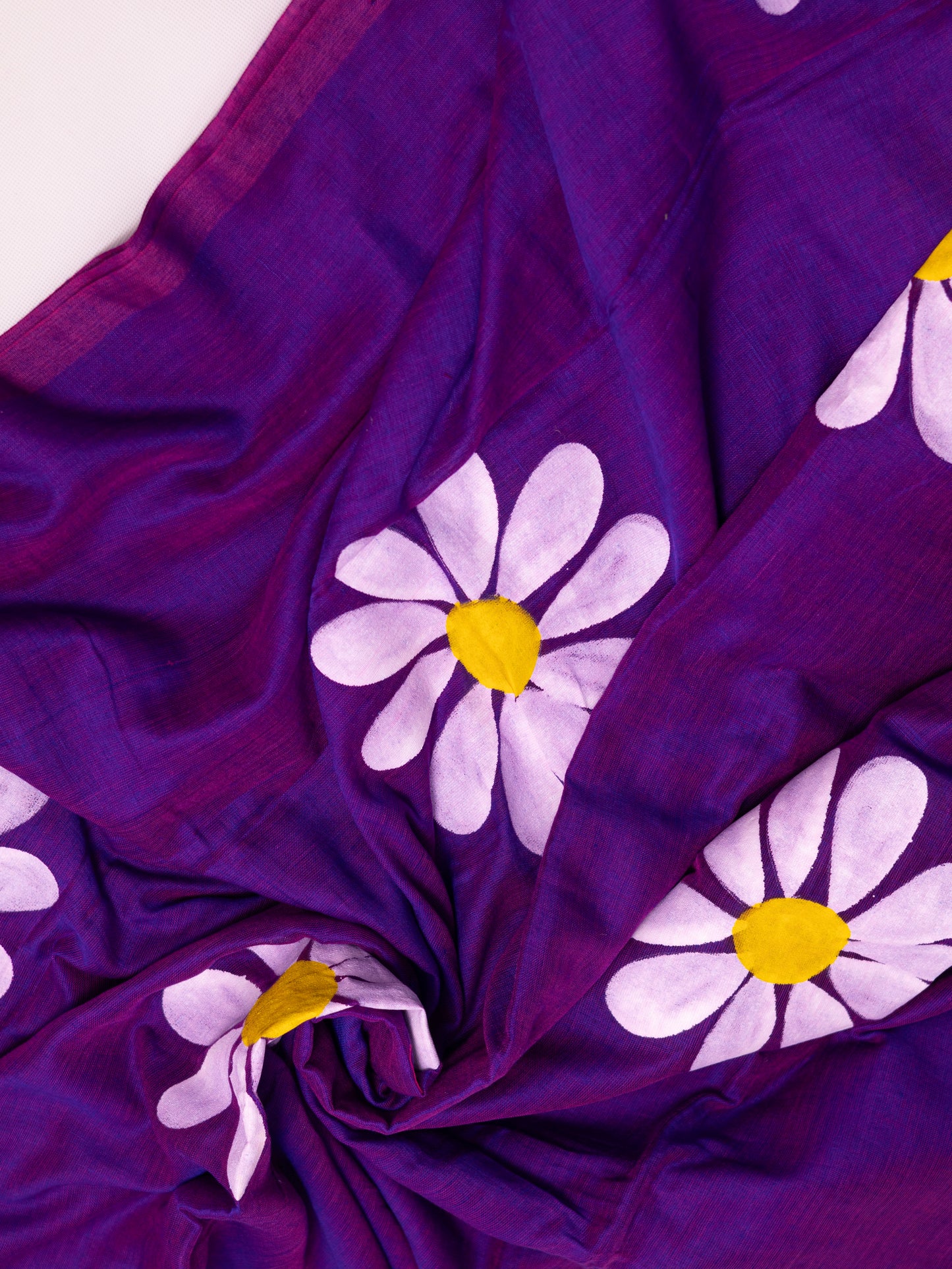 Handpainted khadi cotton saree-S177