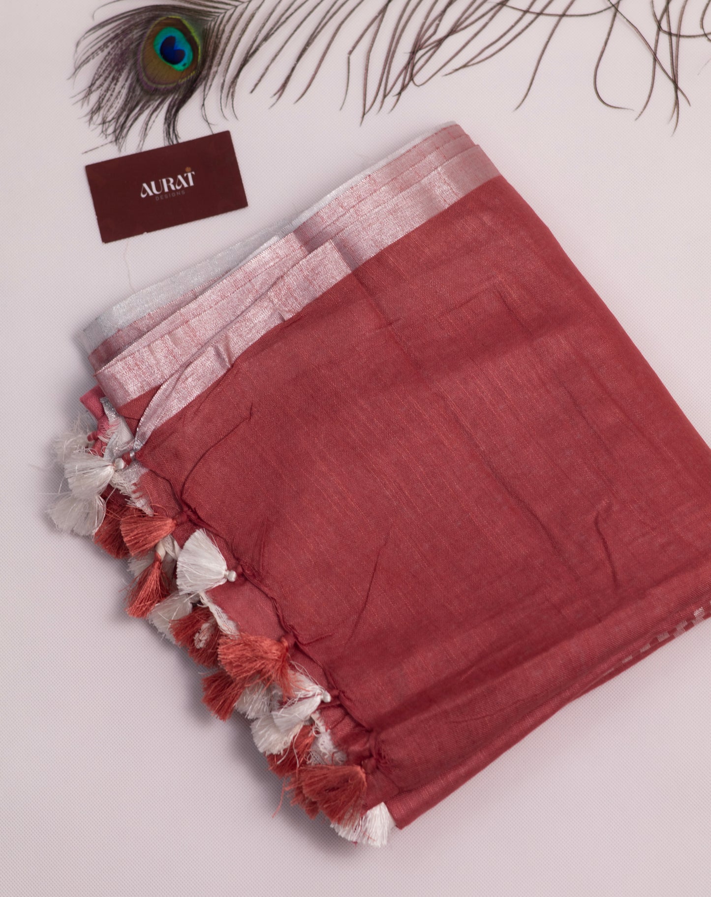 Cotton linen embroidery saree-S135