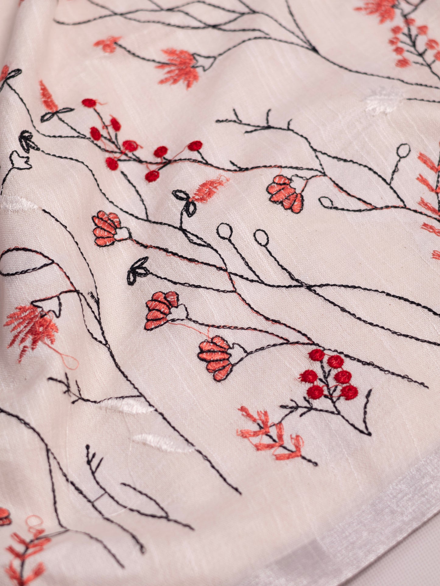 Cotton linen embroidery saree-S135