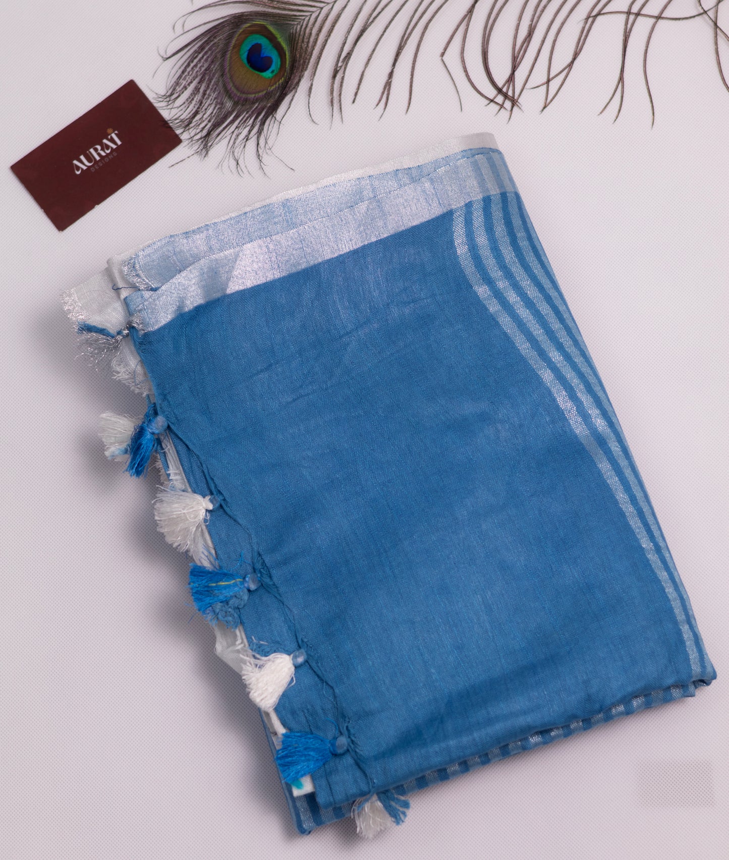 Cotton linen embroidery saree-S134