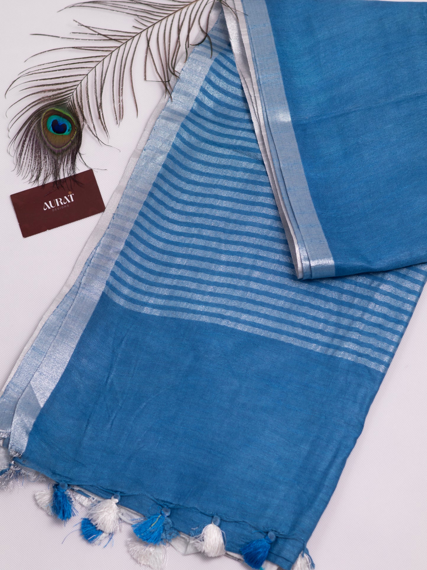 Cotton linen embroidery saree-S134