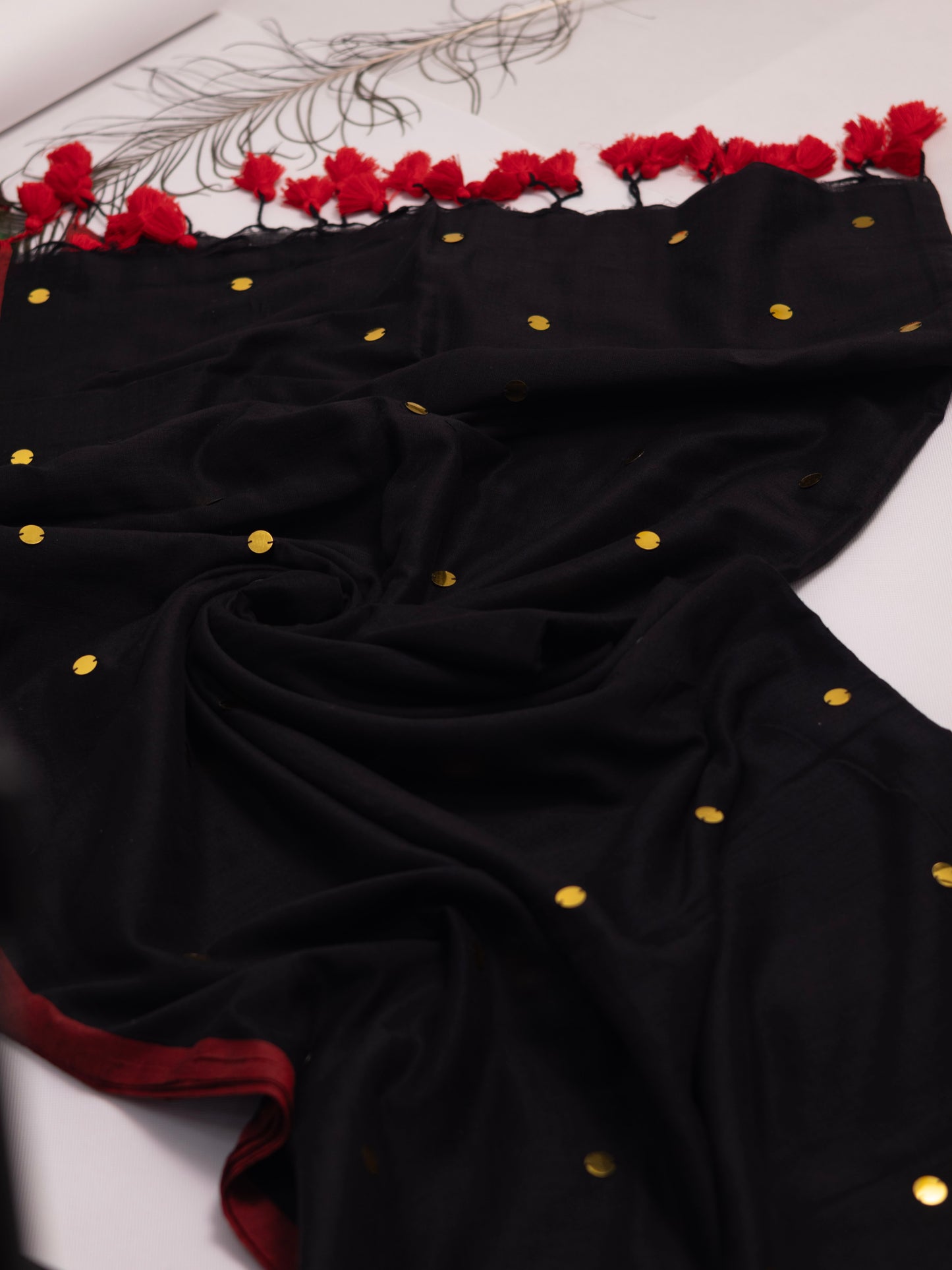 Black Khadi gini cotton saree-S227