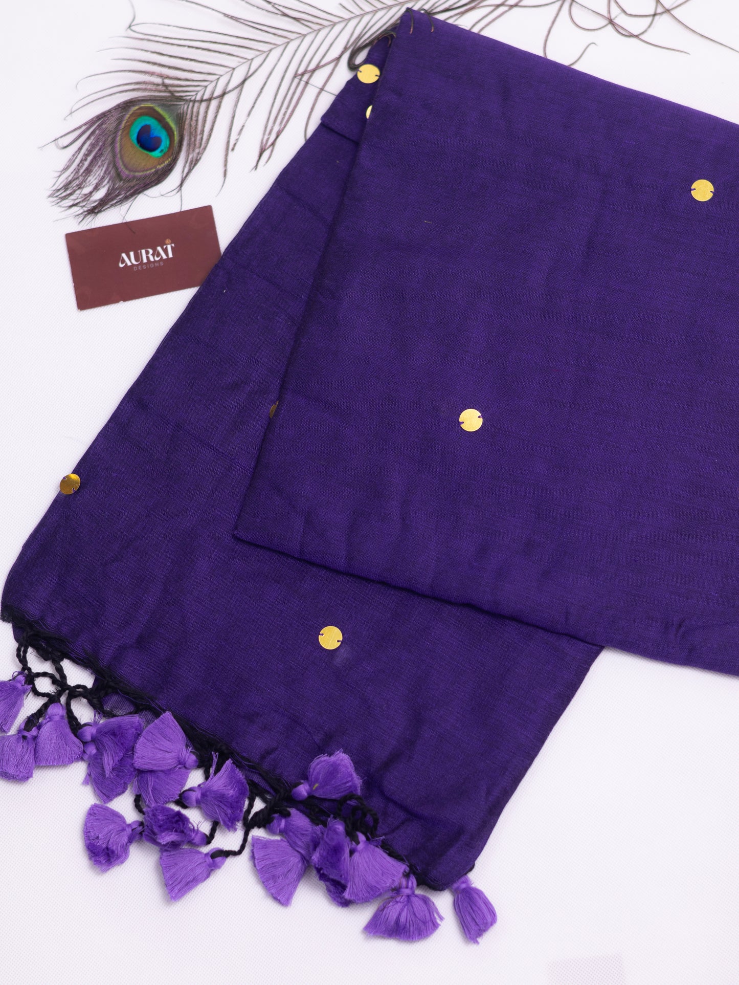 Violet Khadi gini cotton saree-S120