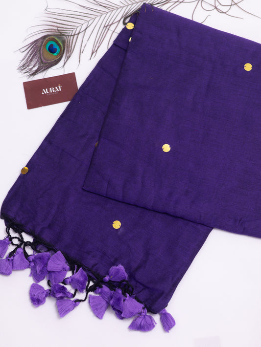 Violet Khadi gini cotton saree-S120