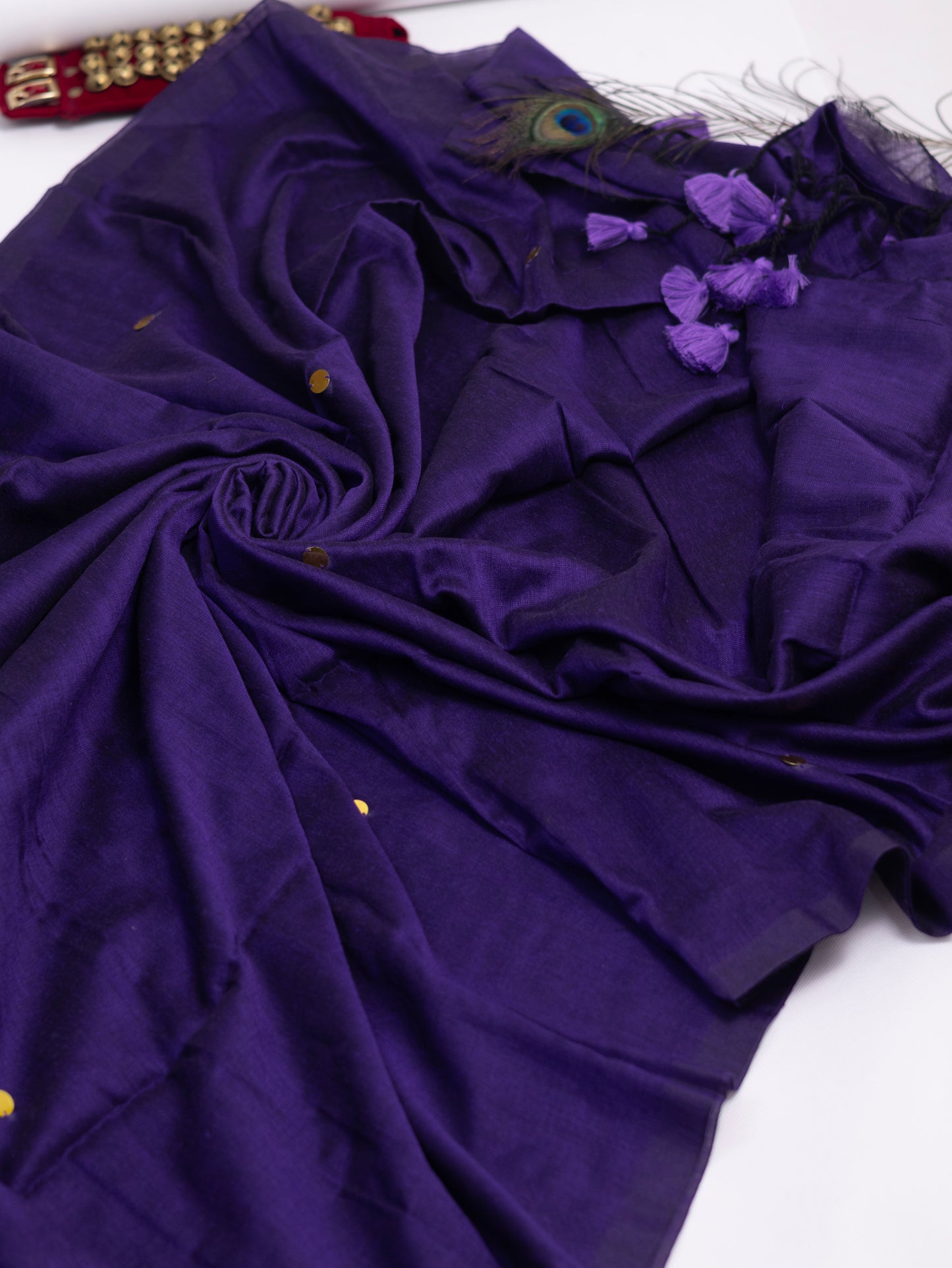 Violet Khadi gini cotton saree-S120