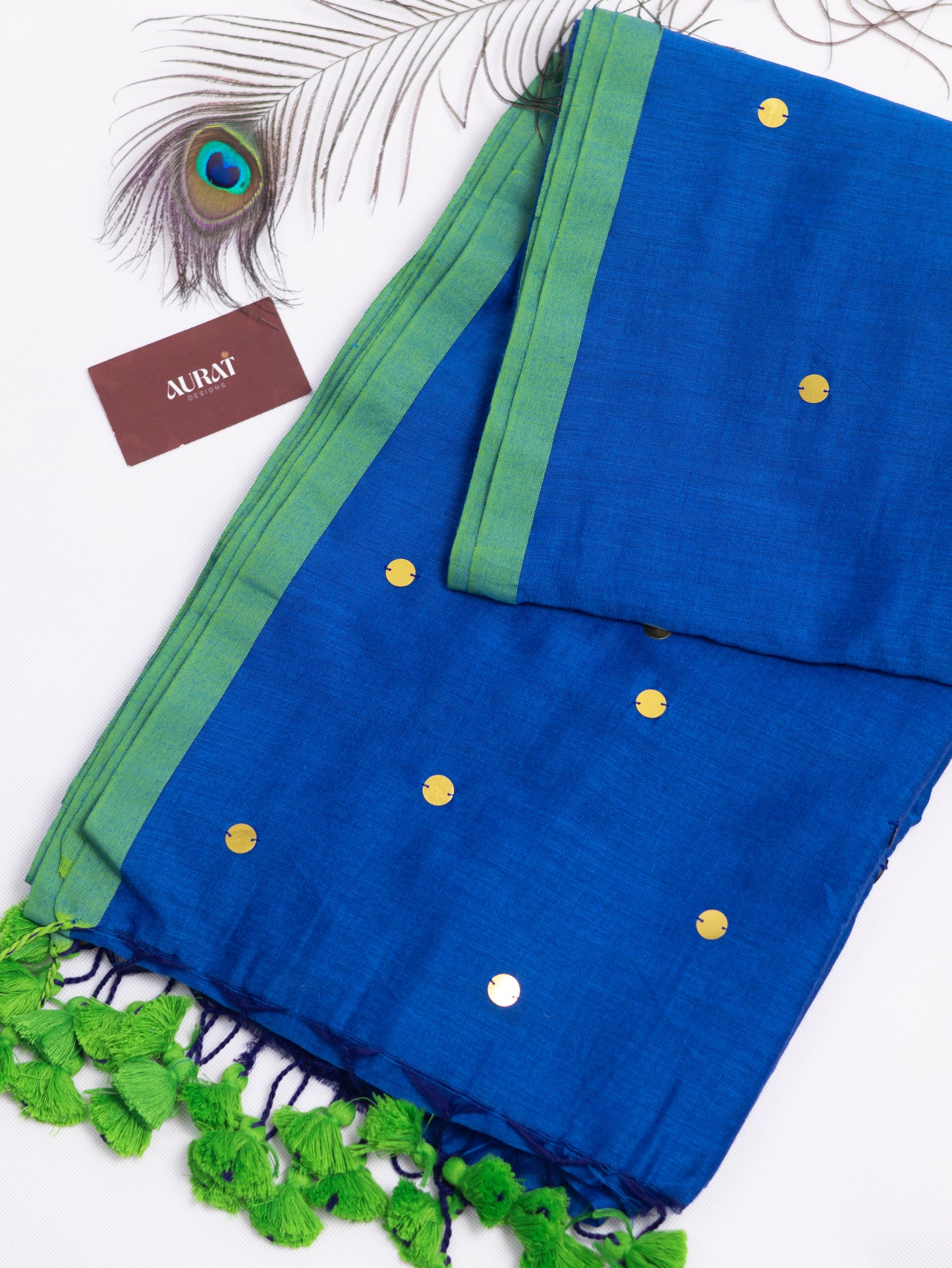 Blue Khadi gini cotton saree-S230