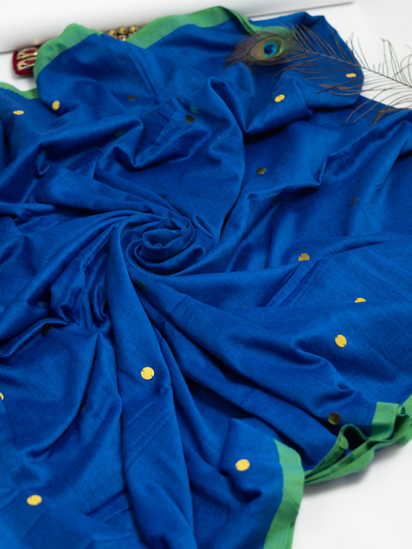 Blue Khadi gini cotton saree-S230