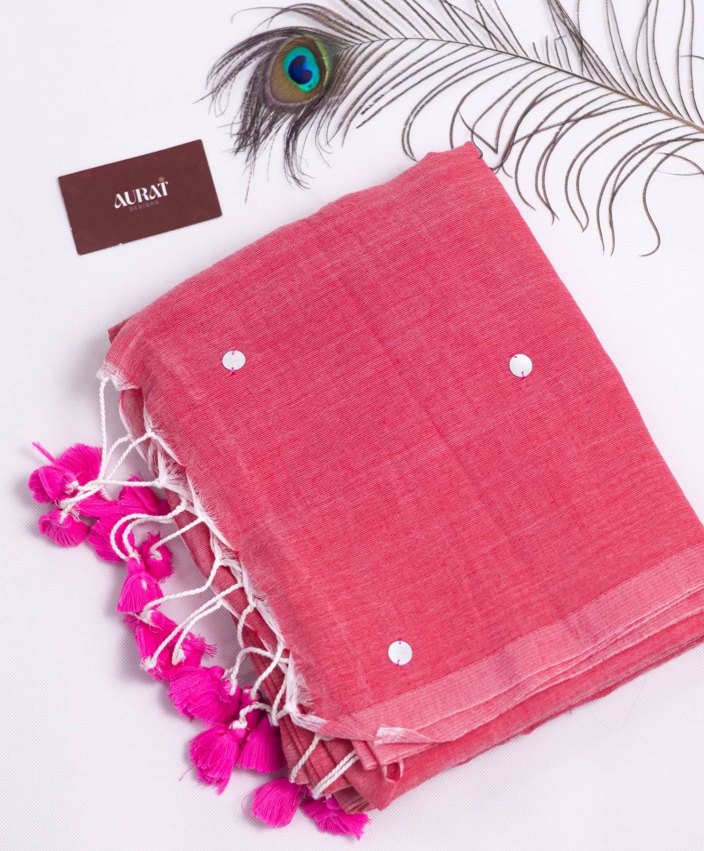 Pink Khadi gini cotton saree-S121