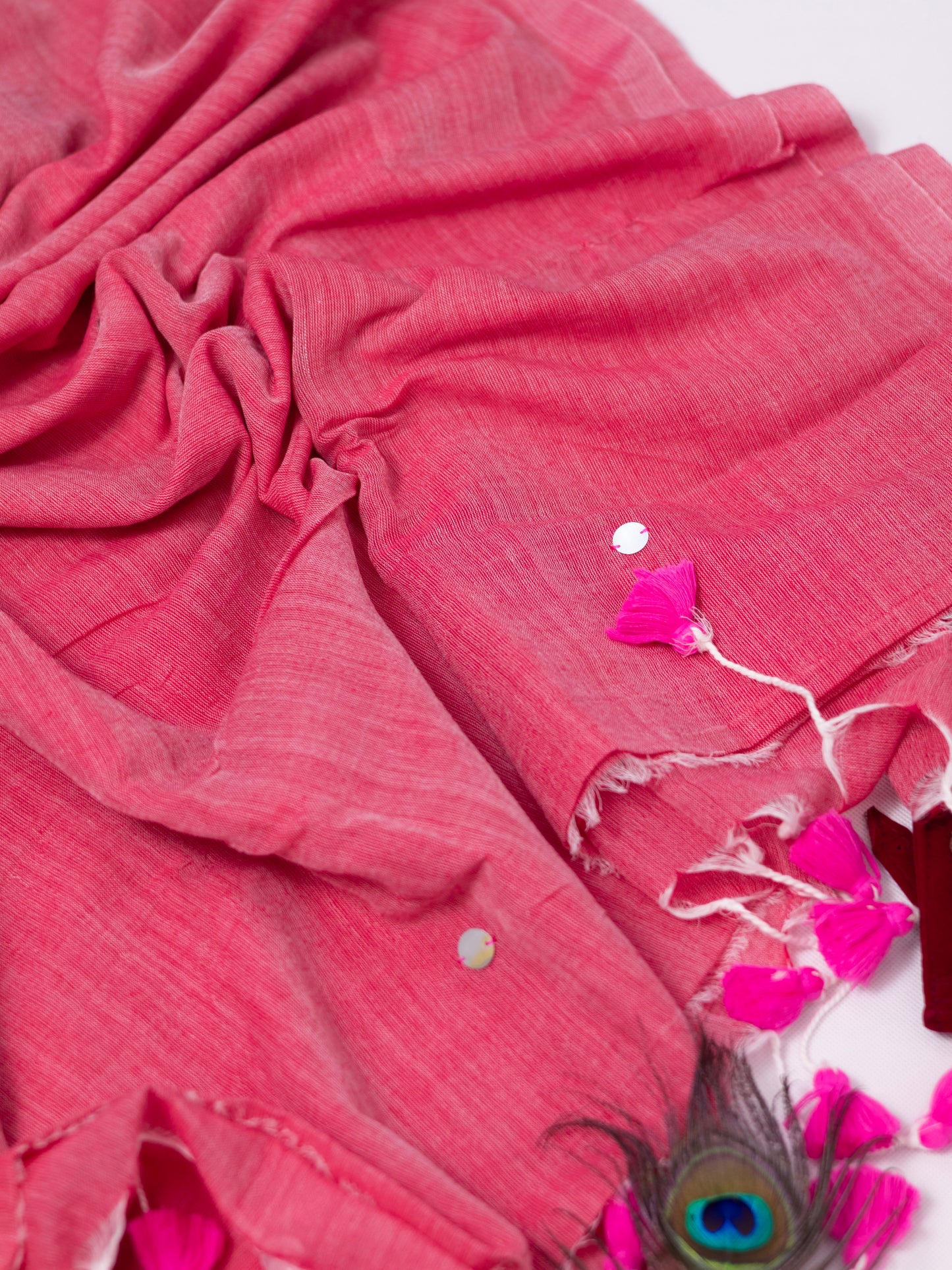 Pink Khadi gini cotton saree-S121