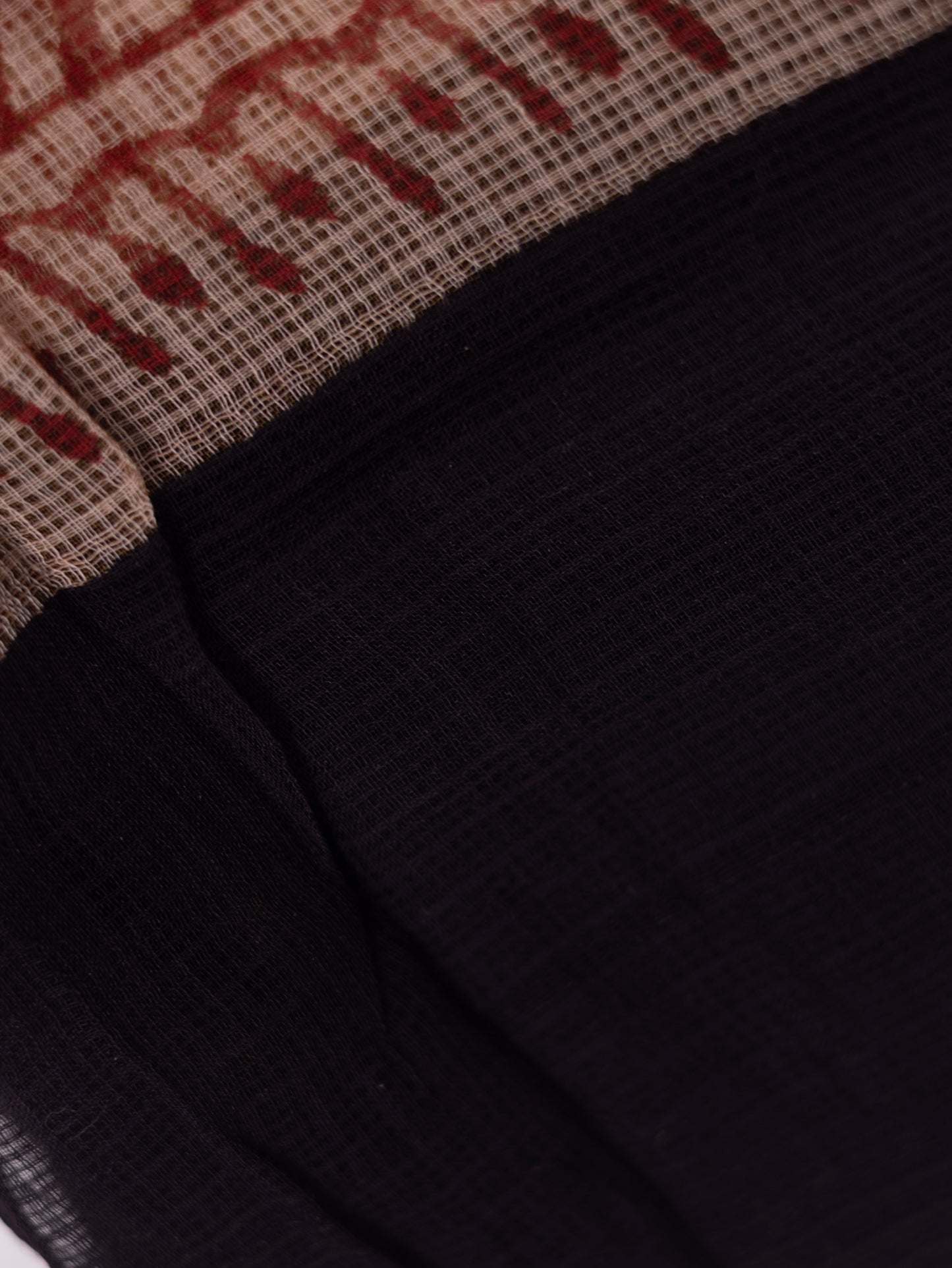 Kota doria bagru print cotton saree-S168(a)