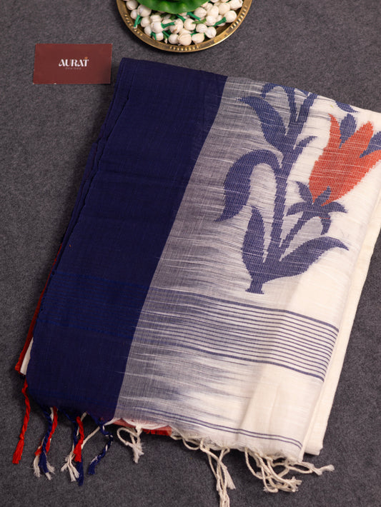 Khadi ganga - jamuna border  cotton saree-S113