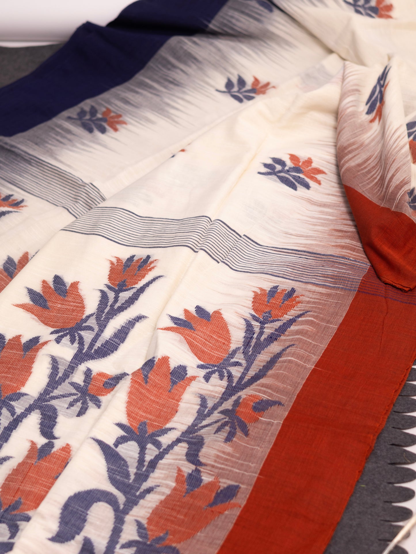 Khadi ganga - jamuna border  cotton saree-S113