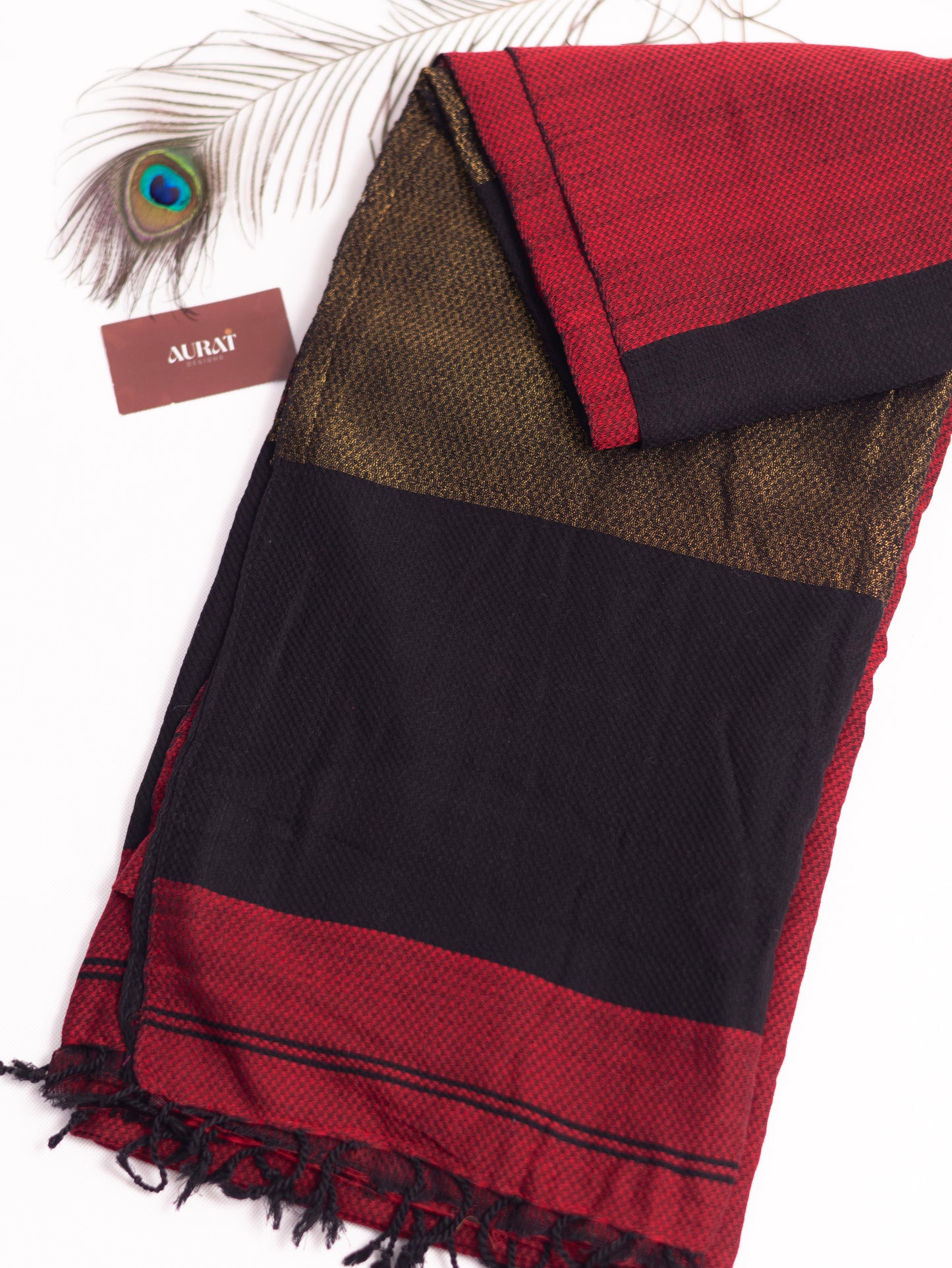Maroon and black combination cotton saree- S119