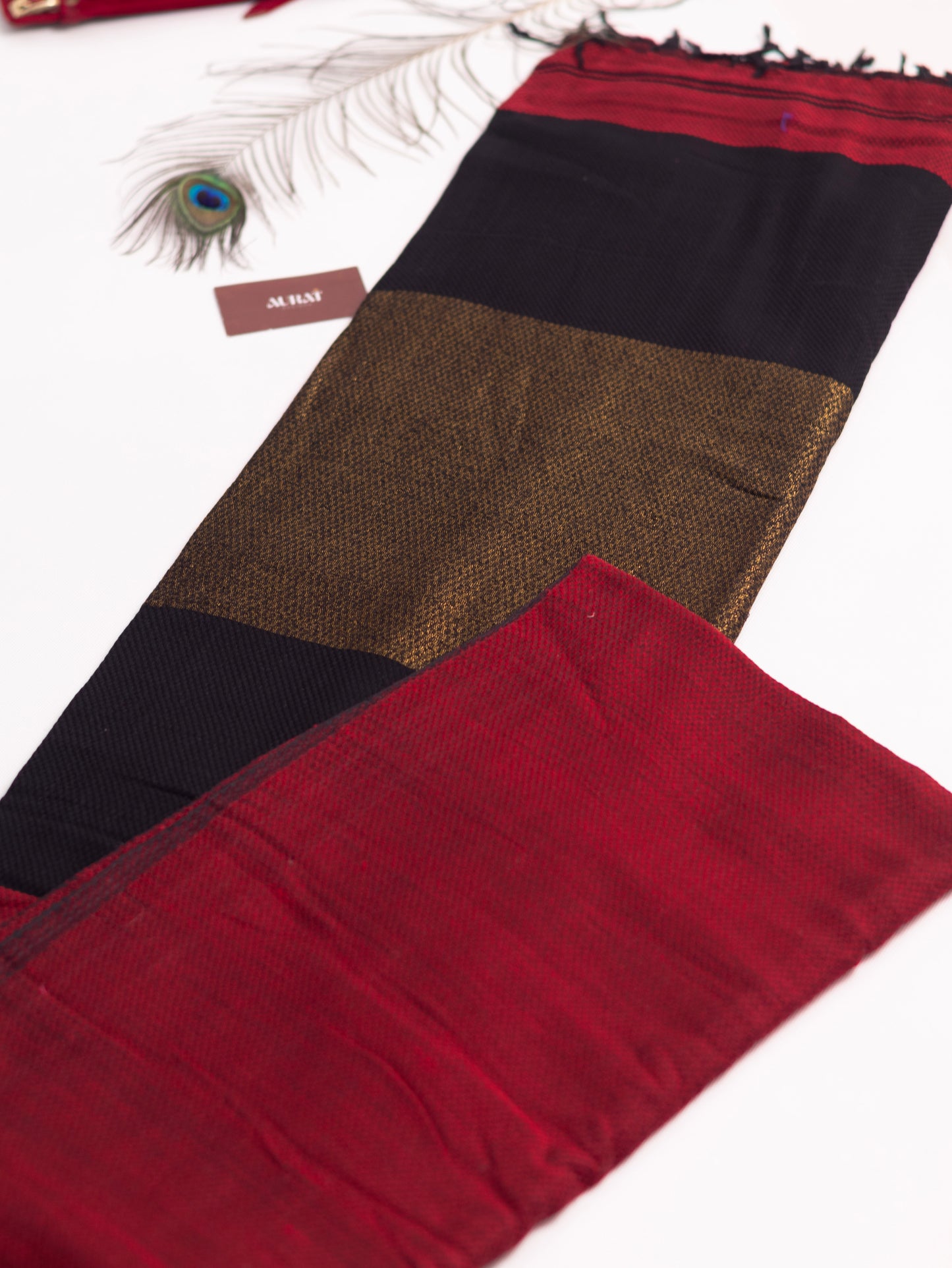 Maroon and black combination cotton saree- S119