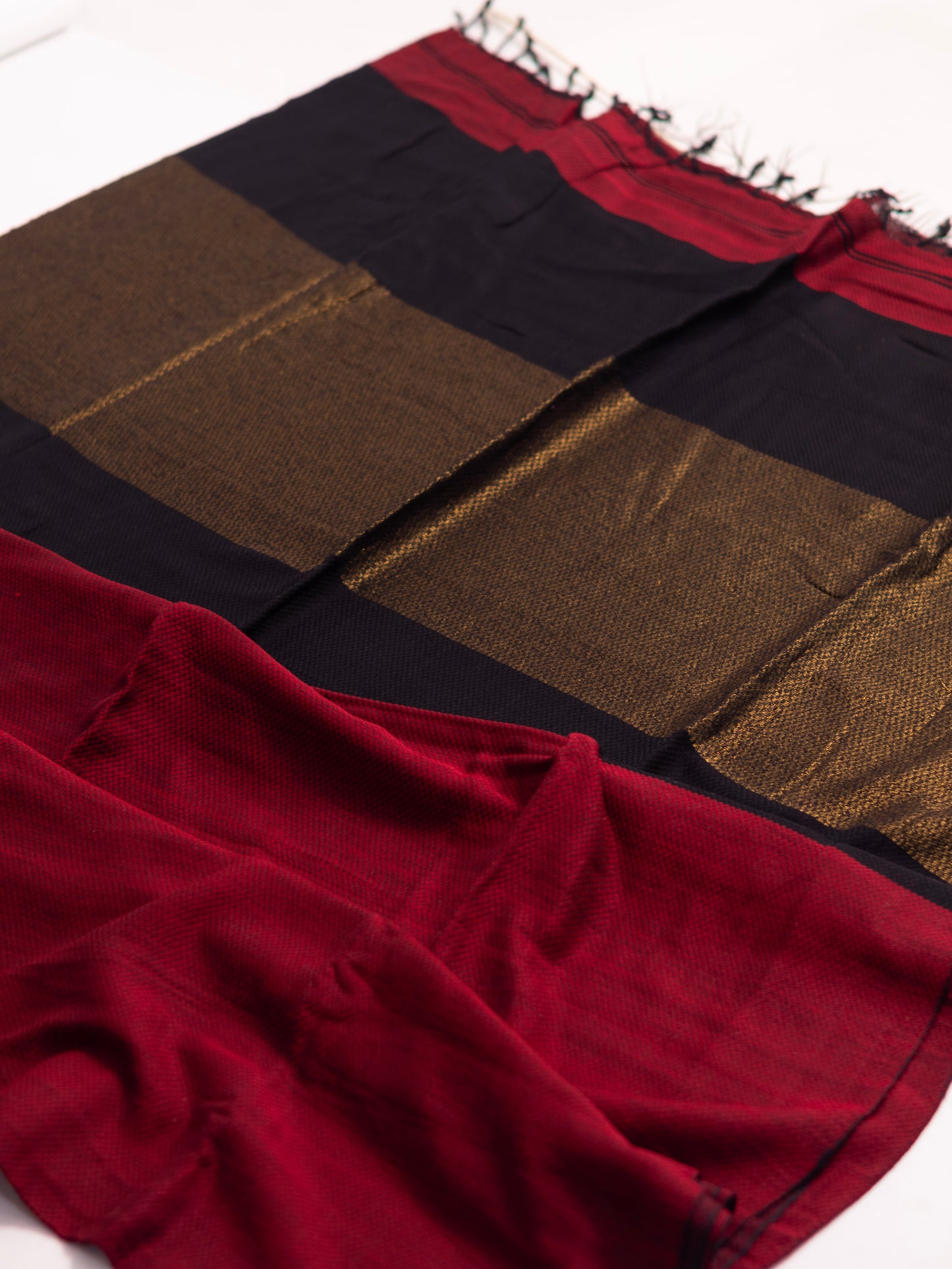 Maroon and black combination cotton saree- S119