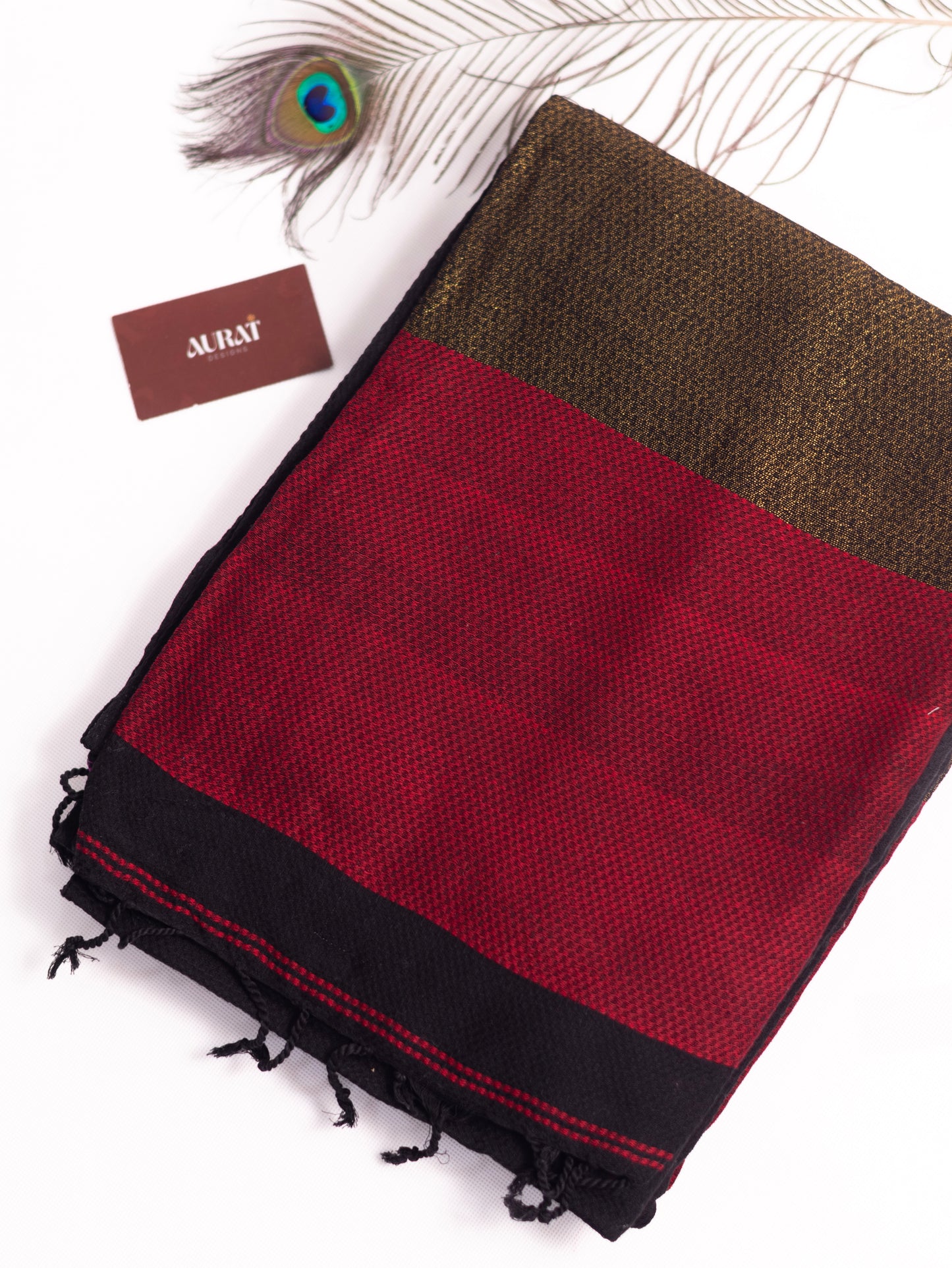 Black and maroon combination cotton saree- S118