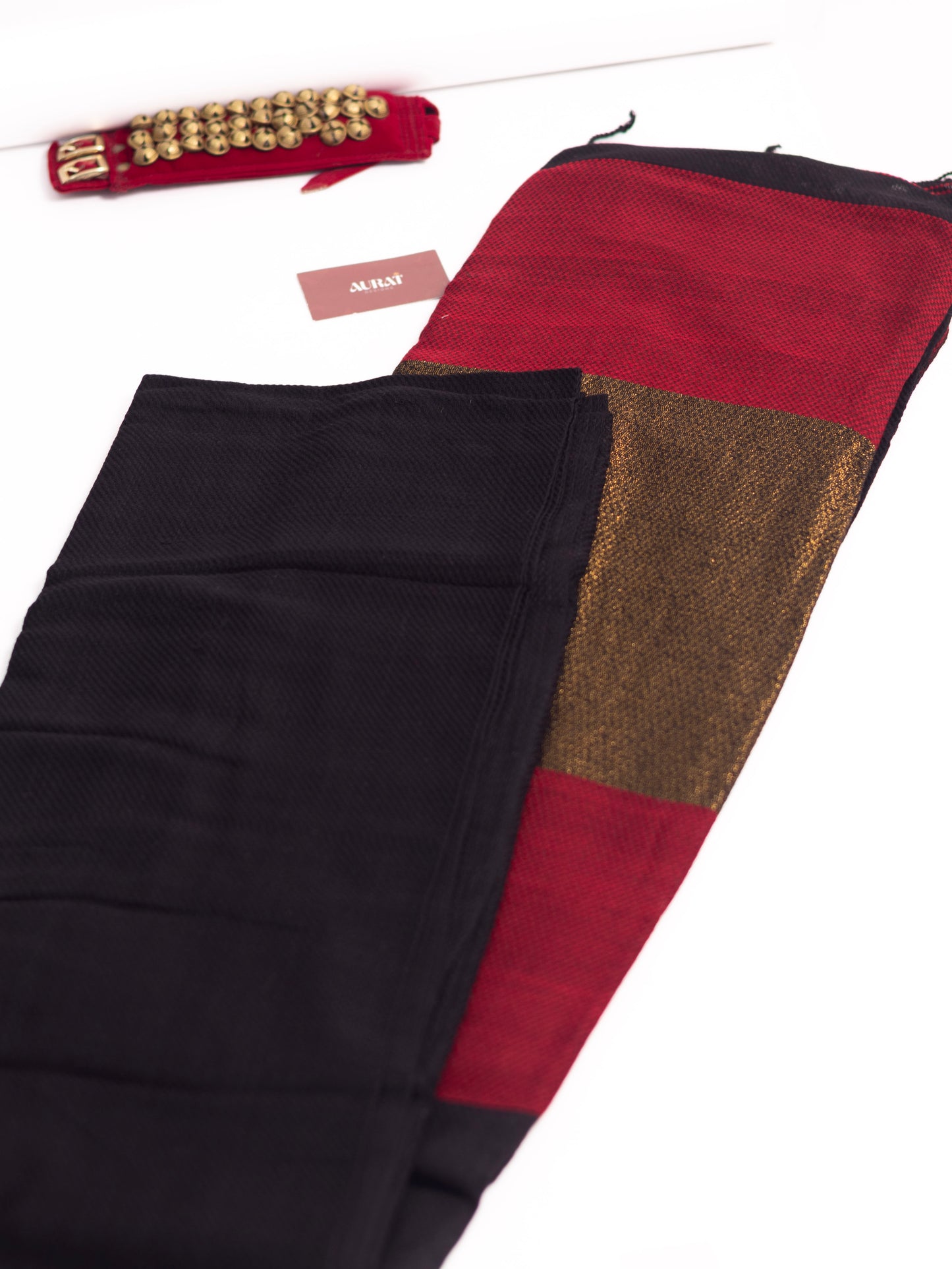 Black and maroon combination cotton saree- S118