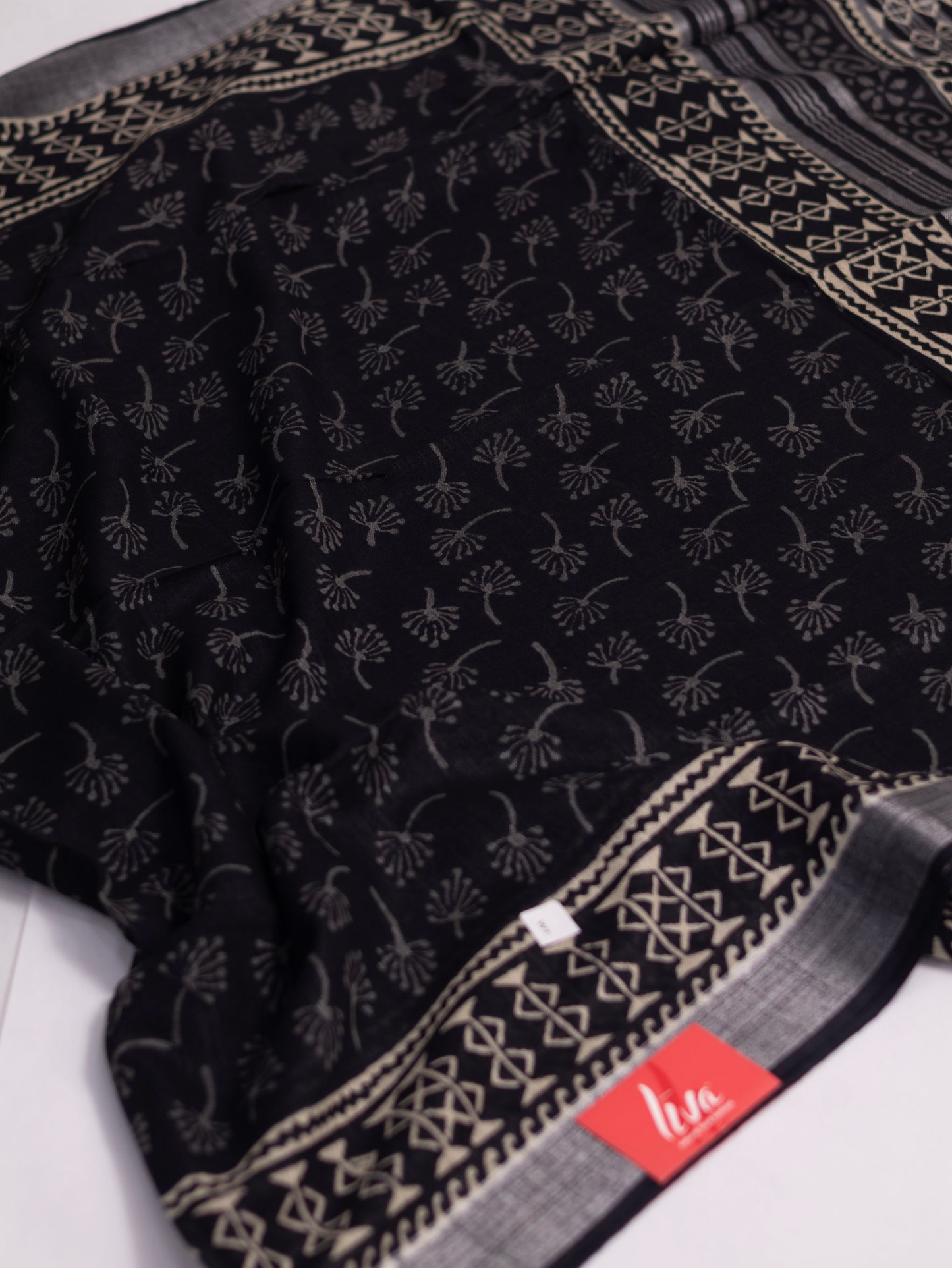 Bagru/dabu printed Linen-cotton saree-S153(D)