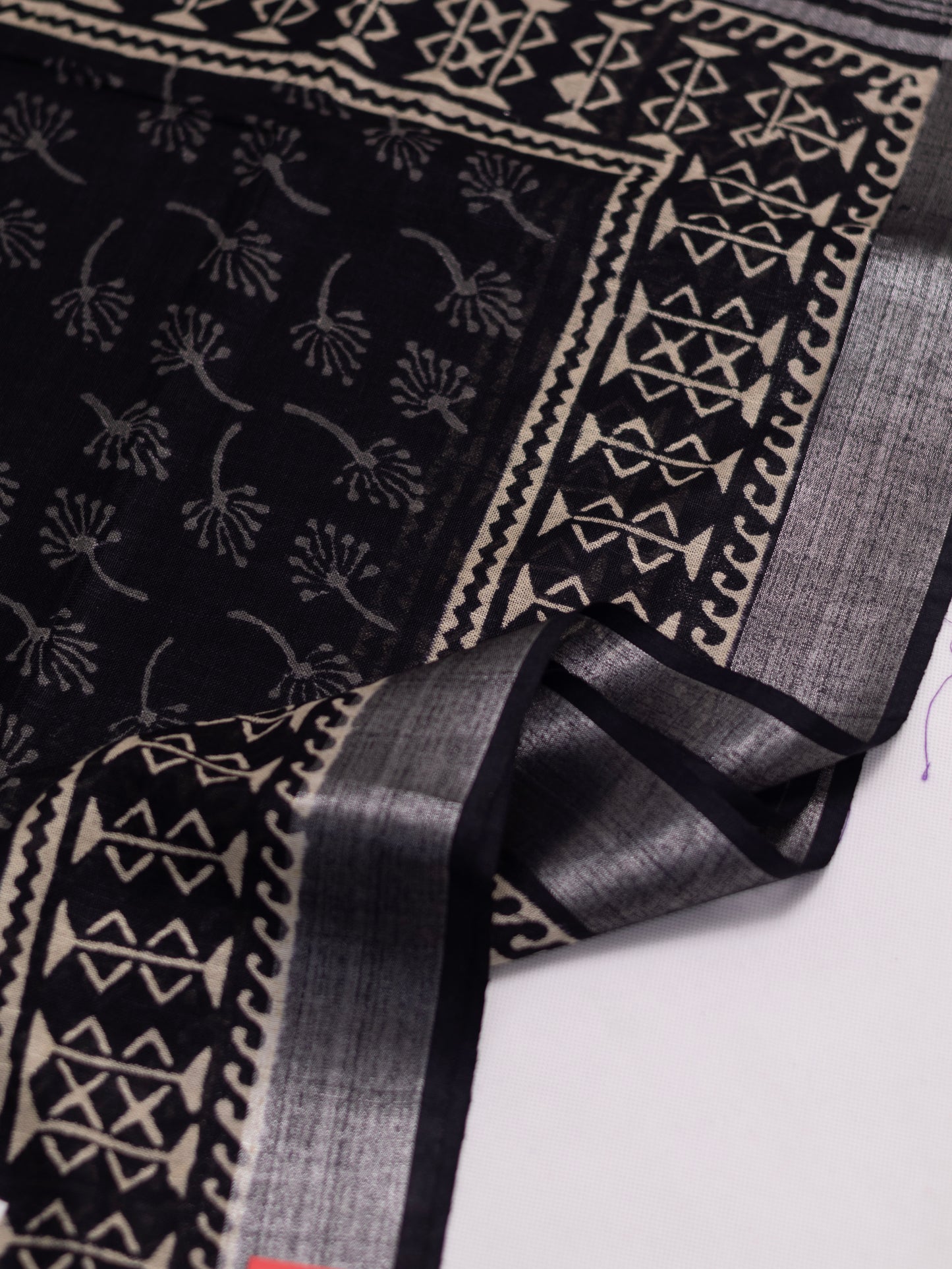 Bagru/dabu printed Linen-cotton saree-S153(D)