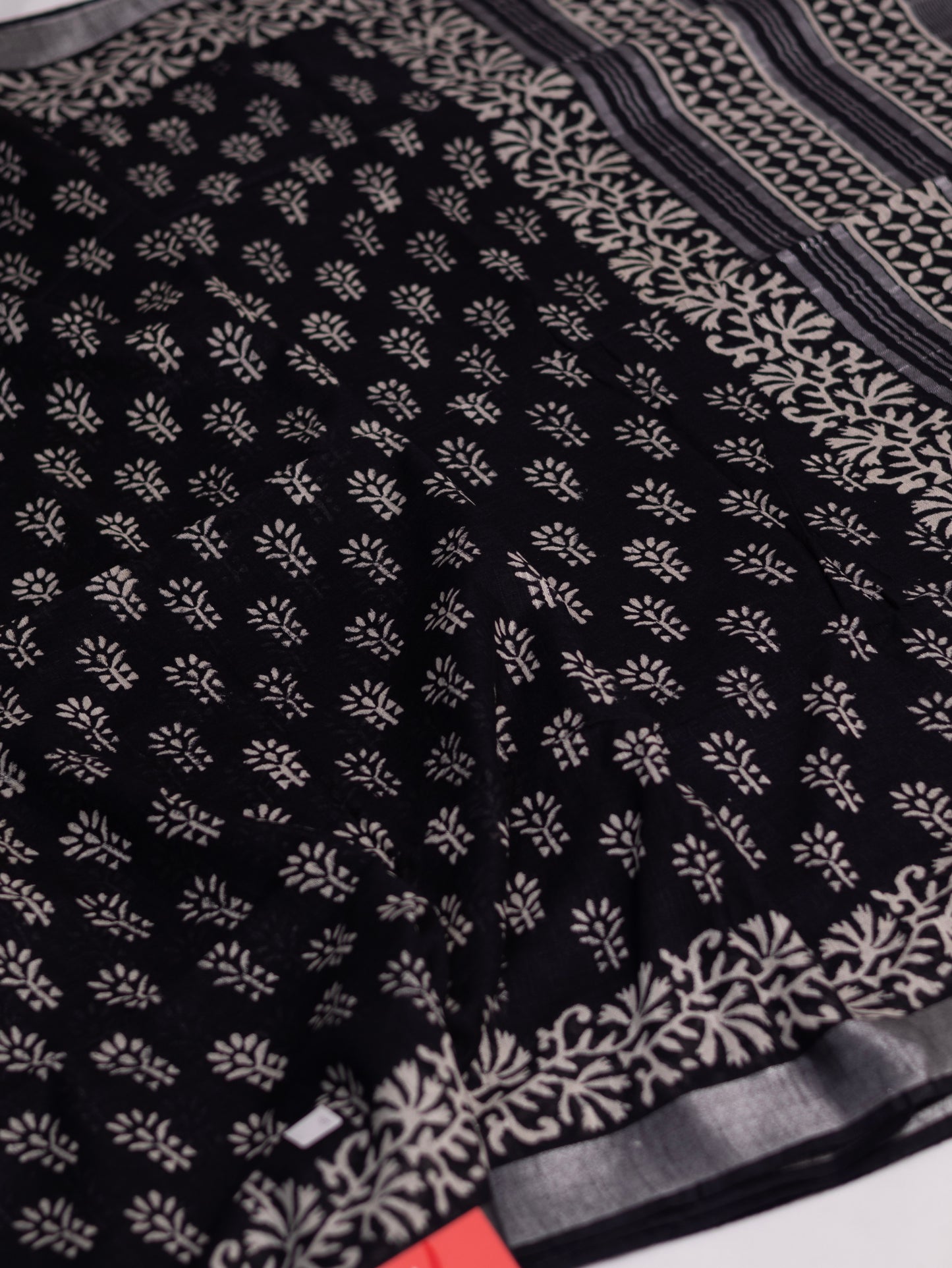 Bagru/dabu printed Linen-cotton saree-S153(B)