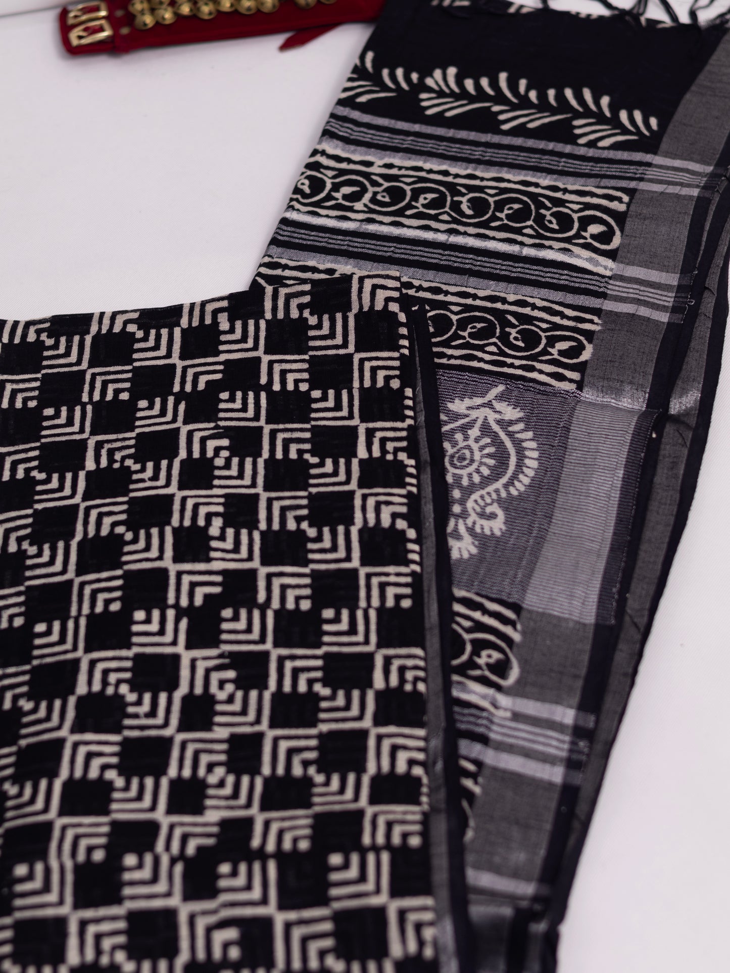 Bagru/dabu printed Linen-cotton saree-S153(A)