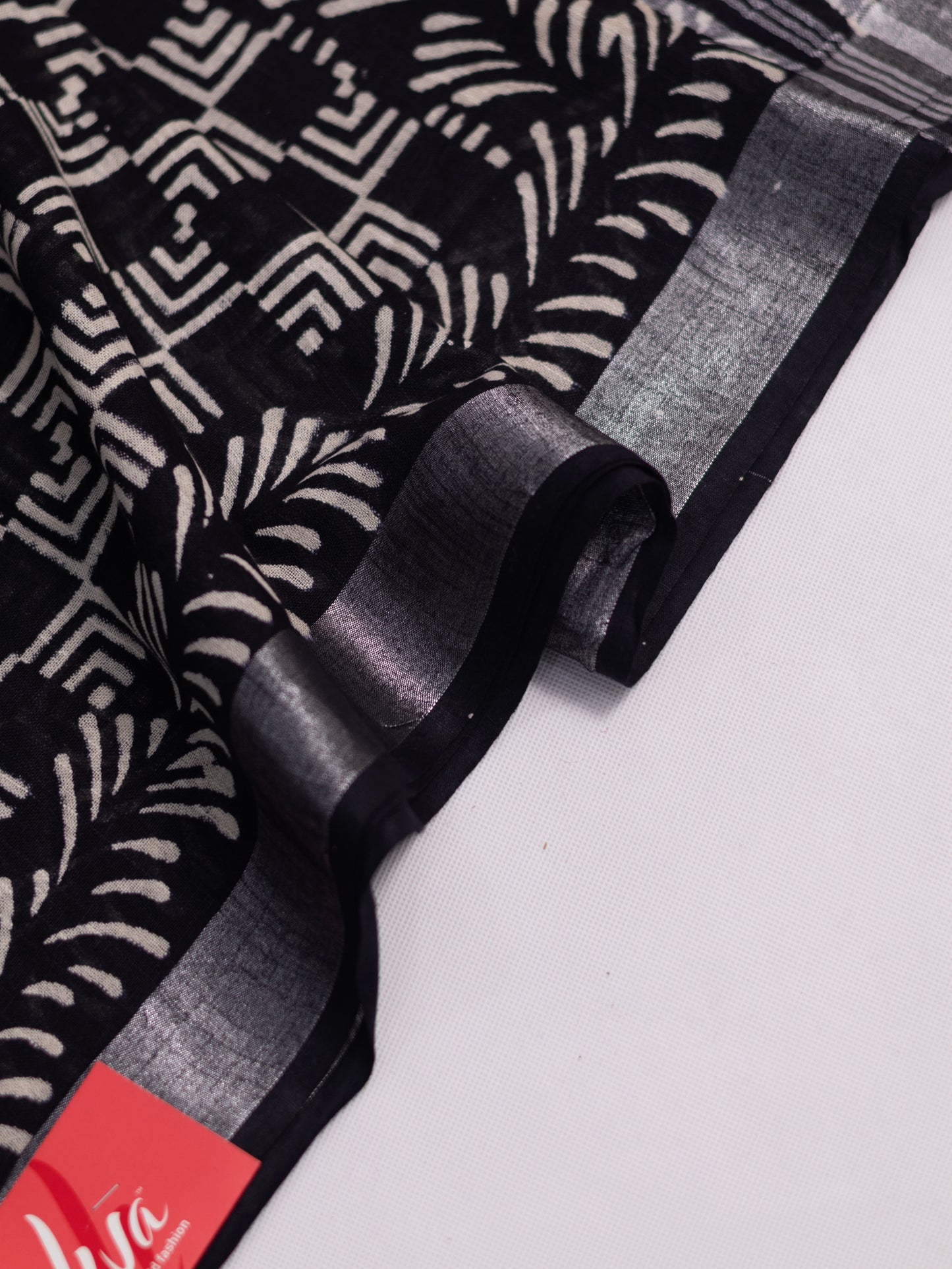 Bagru/dabu printed Linen-cotton saree-S153(A)