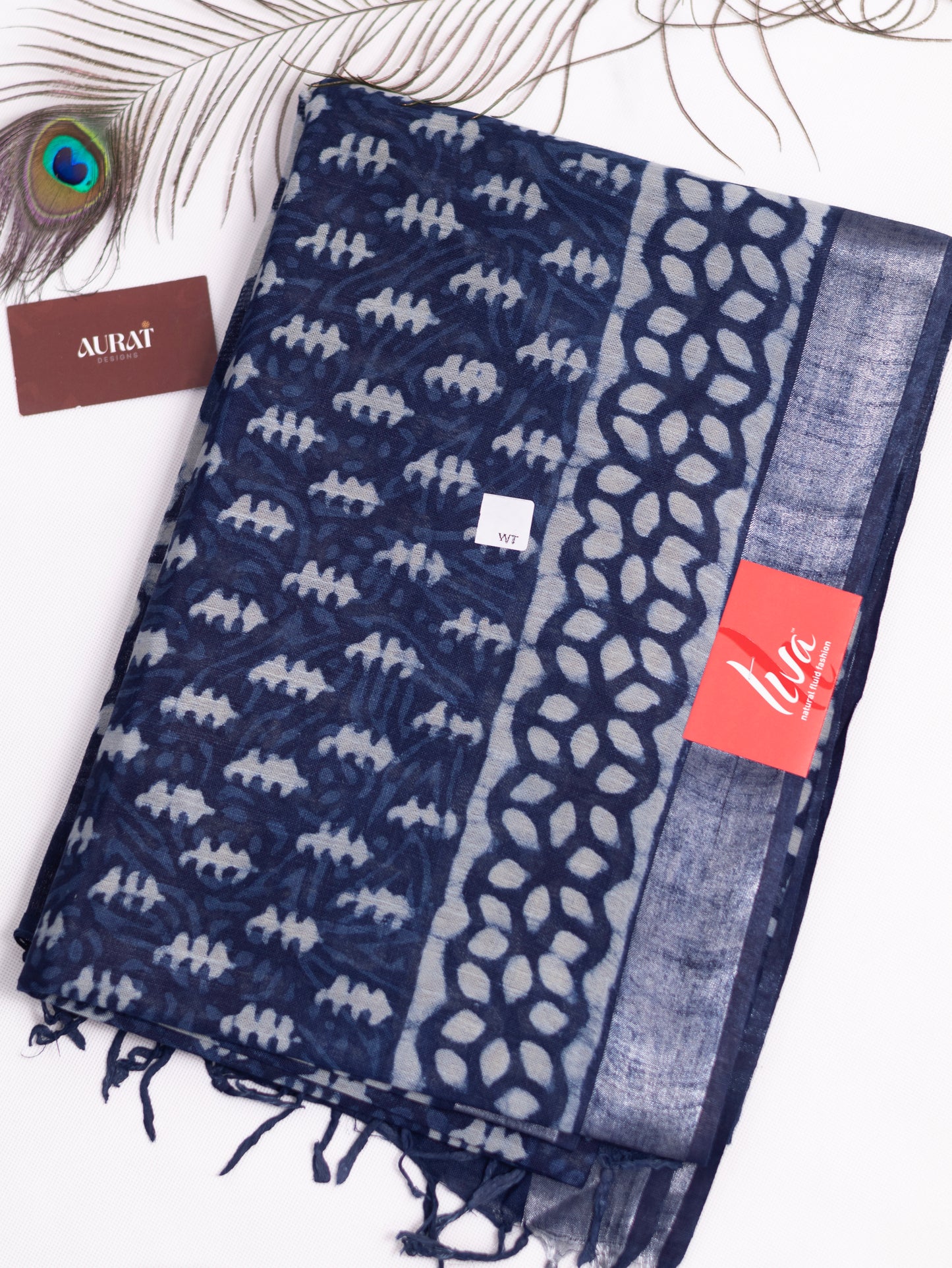 Bagru/dabu printed Linen-cotton saree-S152(E)
