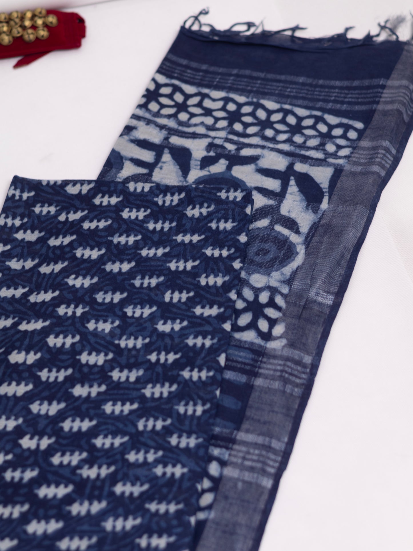 Bagru/dabu printed Linen-cotton saree-S152(E)