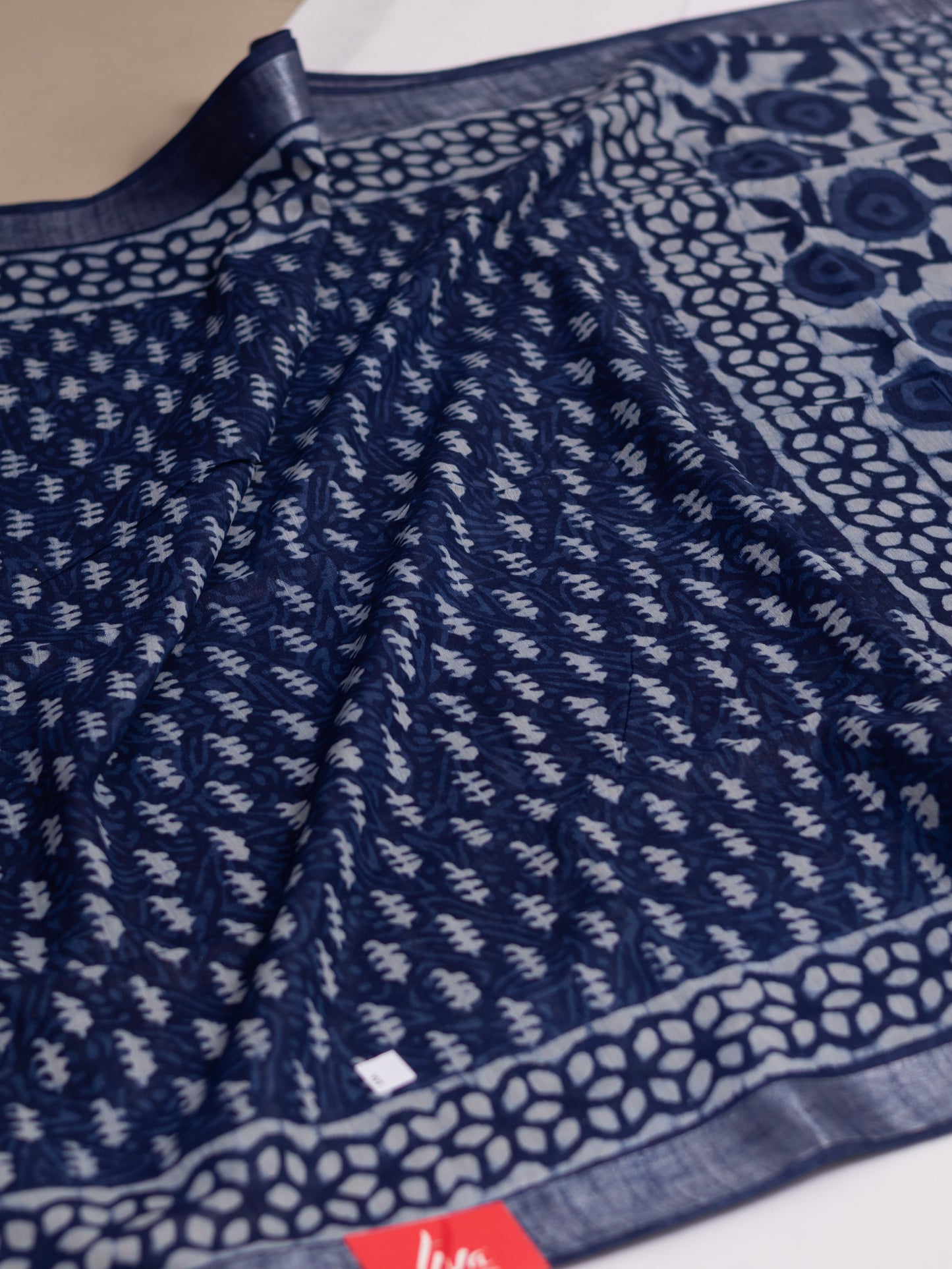 Bagru/dabu printed Linen-cotton saree-S152(E)