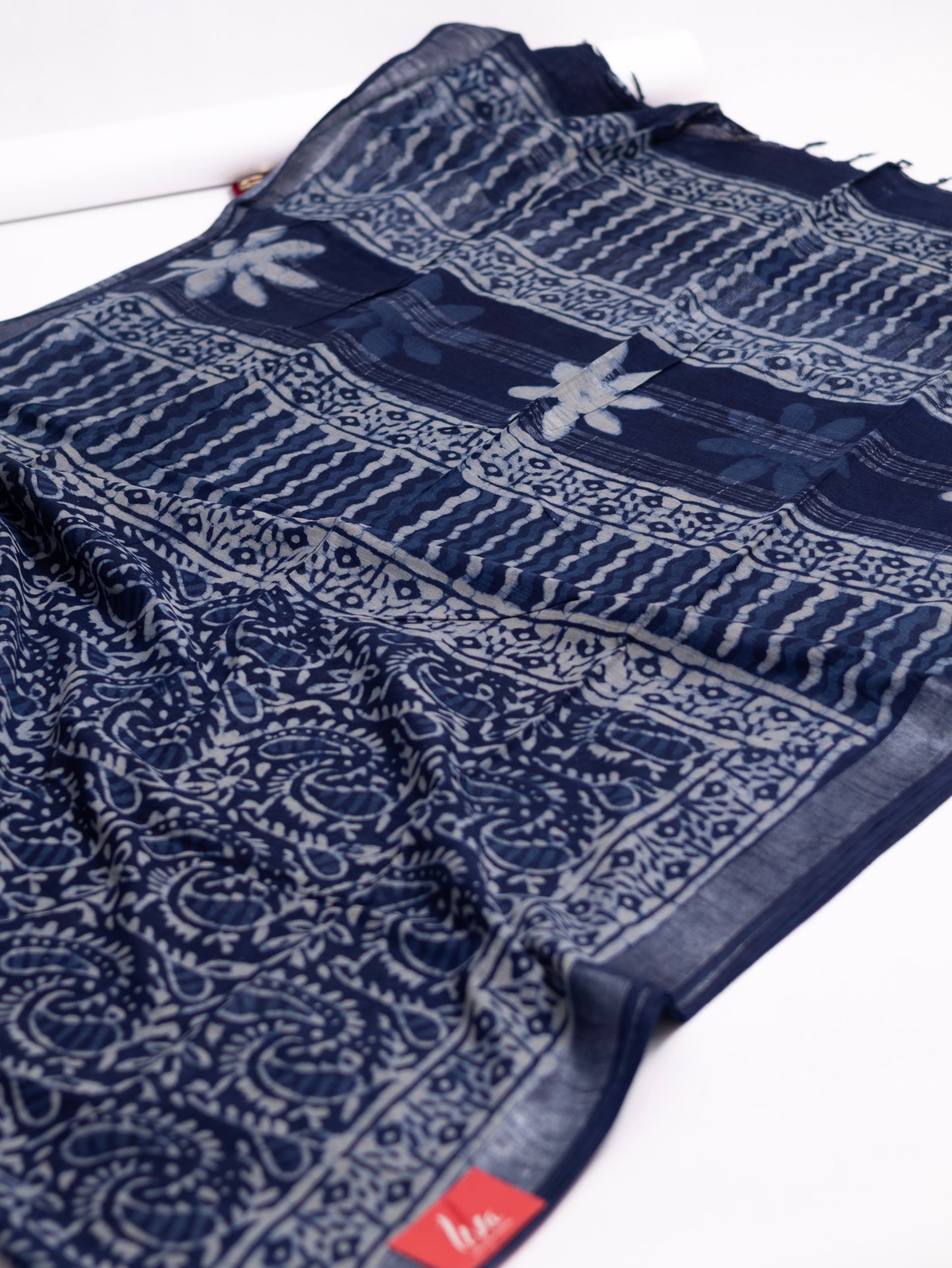 Bagru/dabu printed Linen-cotton saree-S152(A)