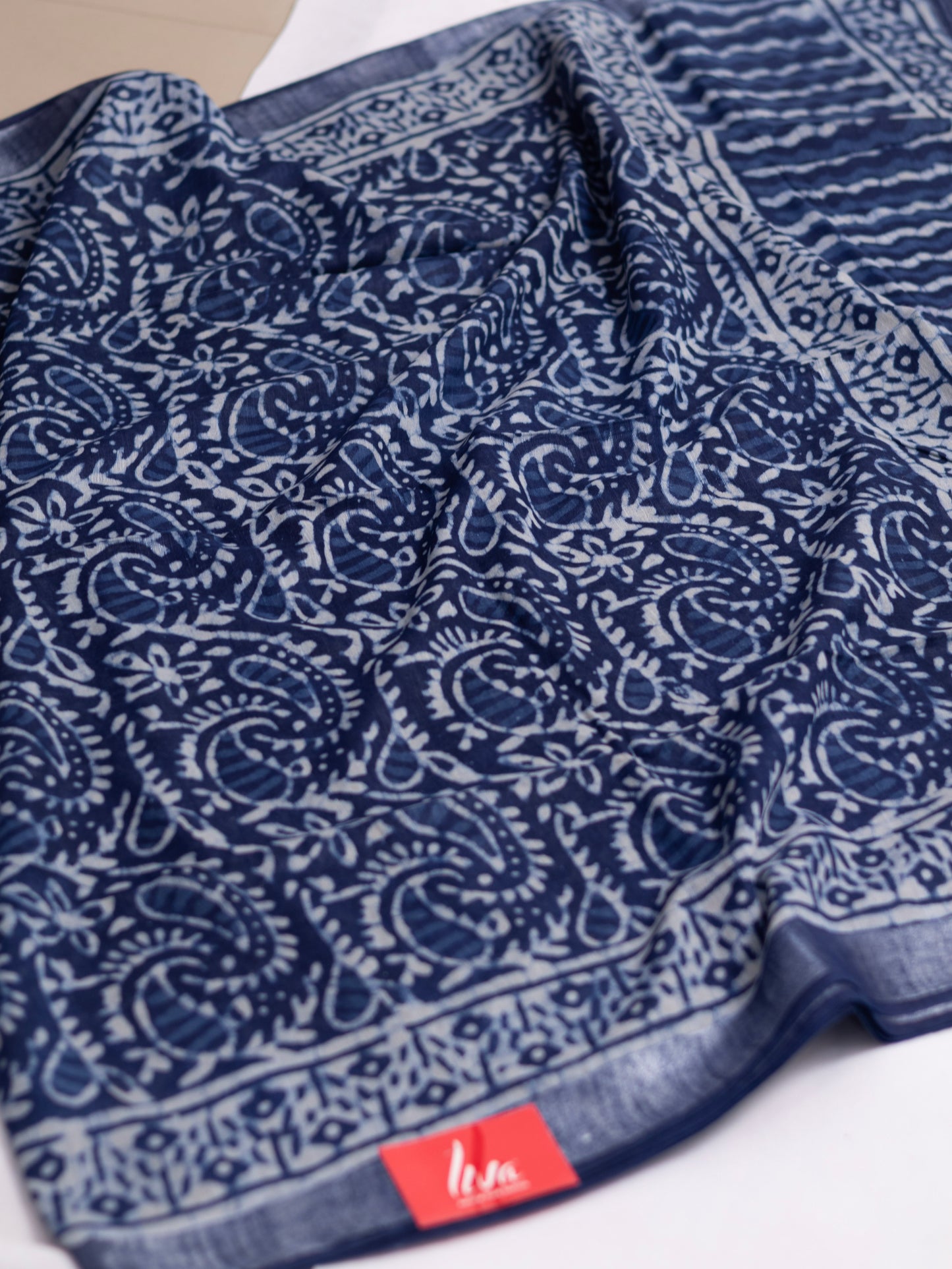 Bagru/dabu printed Linen-cotton saree-S152(A)