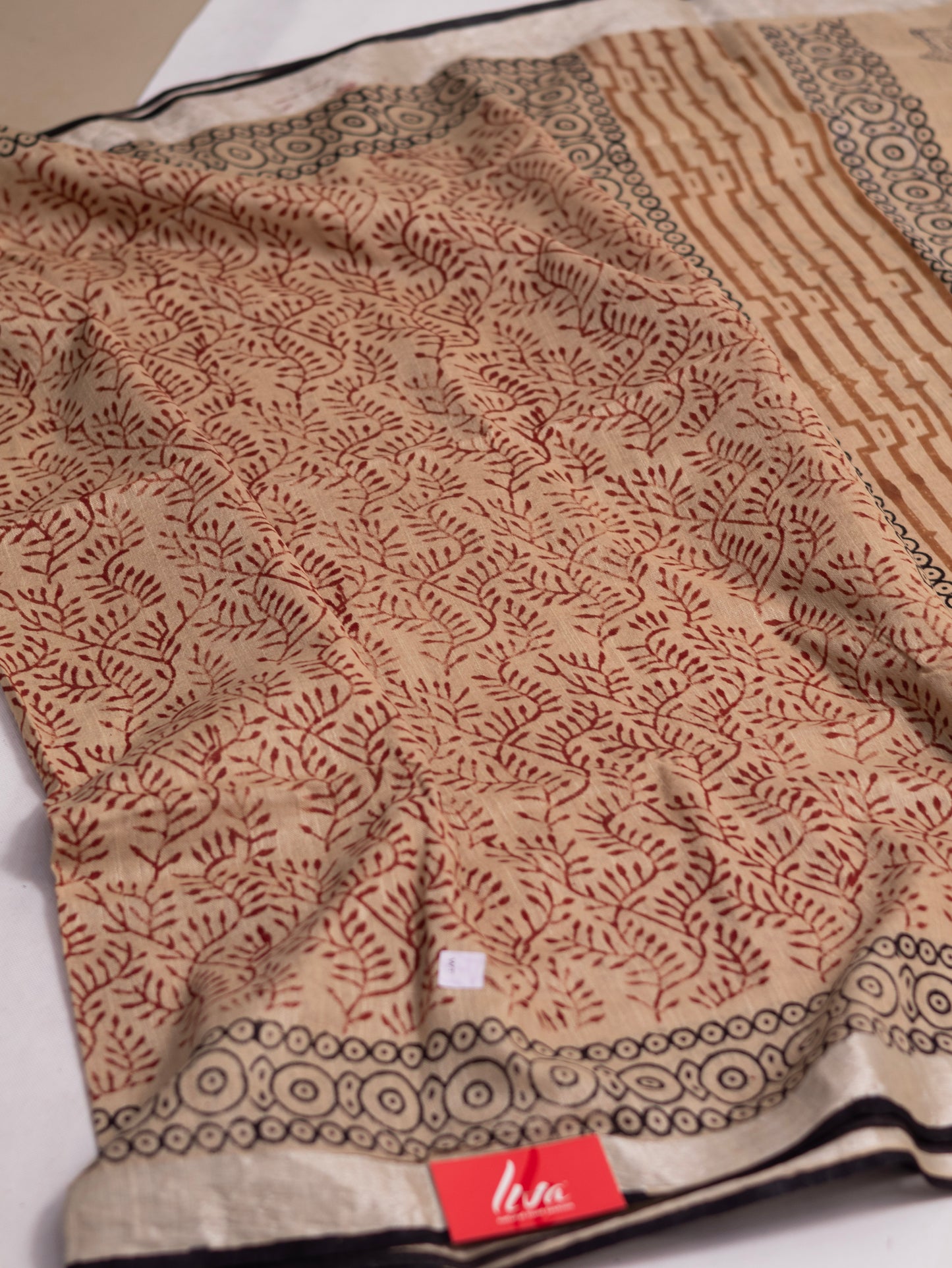 Bagru/dabu printed Linen-cotton saree-S151(D)